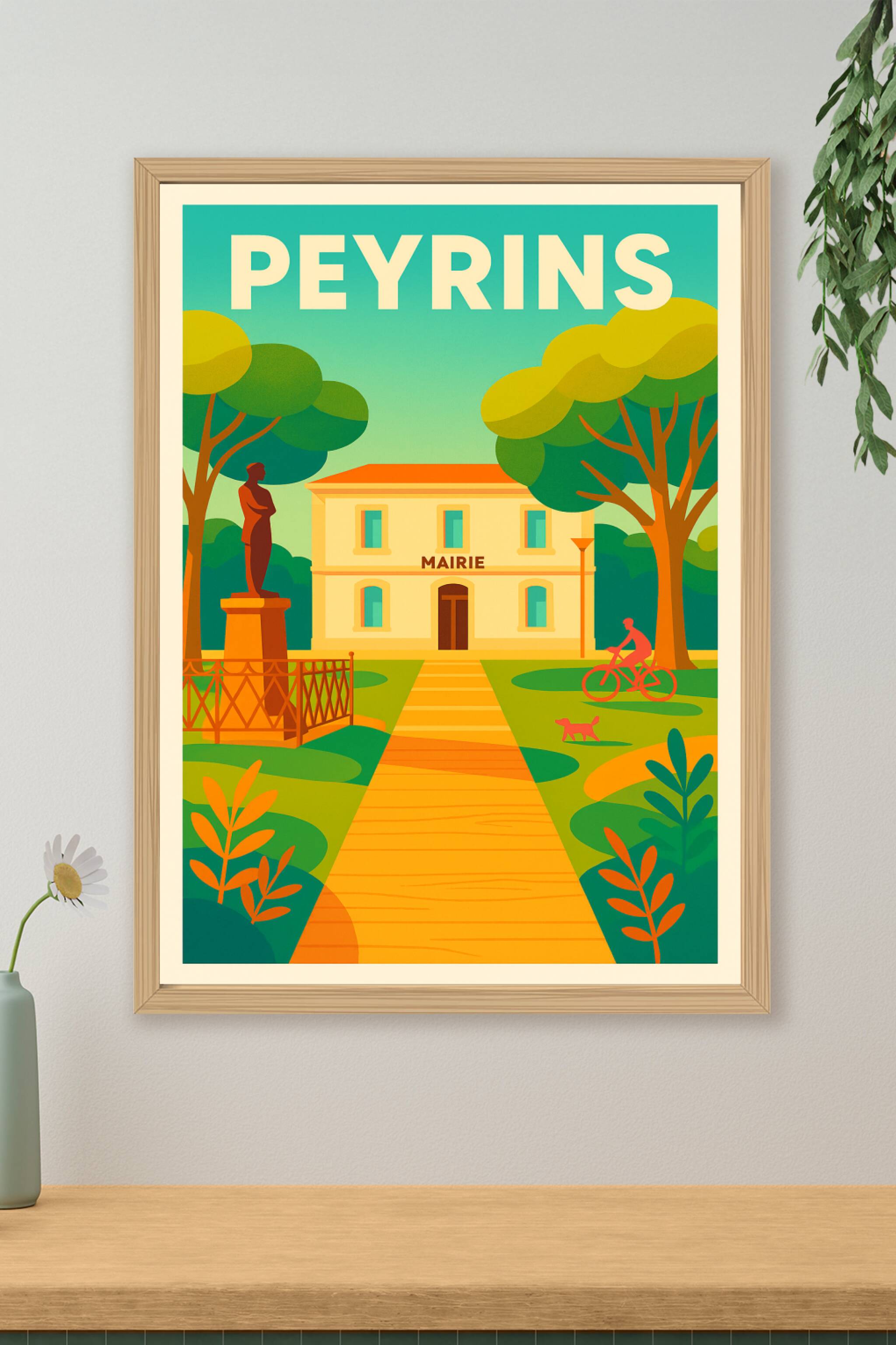 Affiche de Peyrins - L'élégance tranquille de la mairie