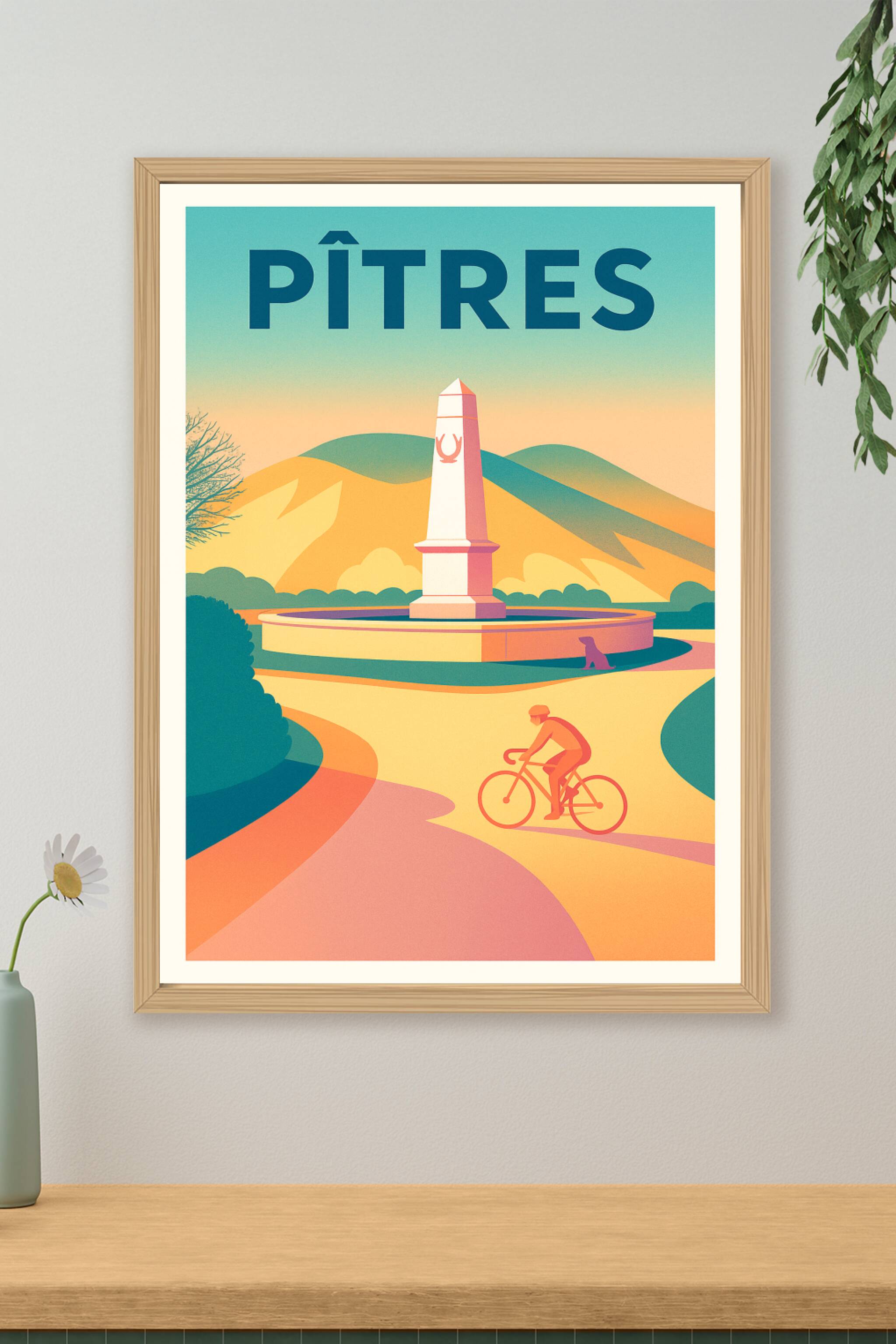 Affiche de Pîtres - L'élégance simple d'une balade à vélo
