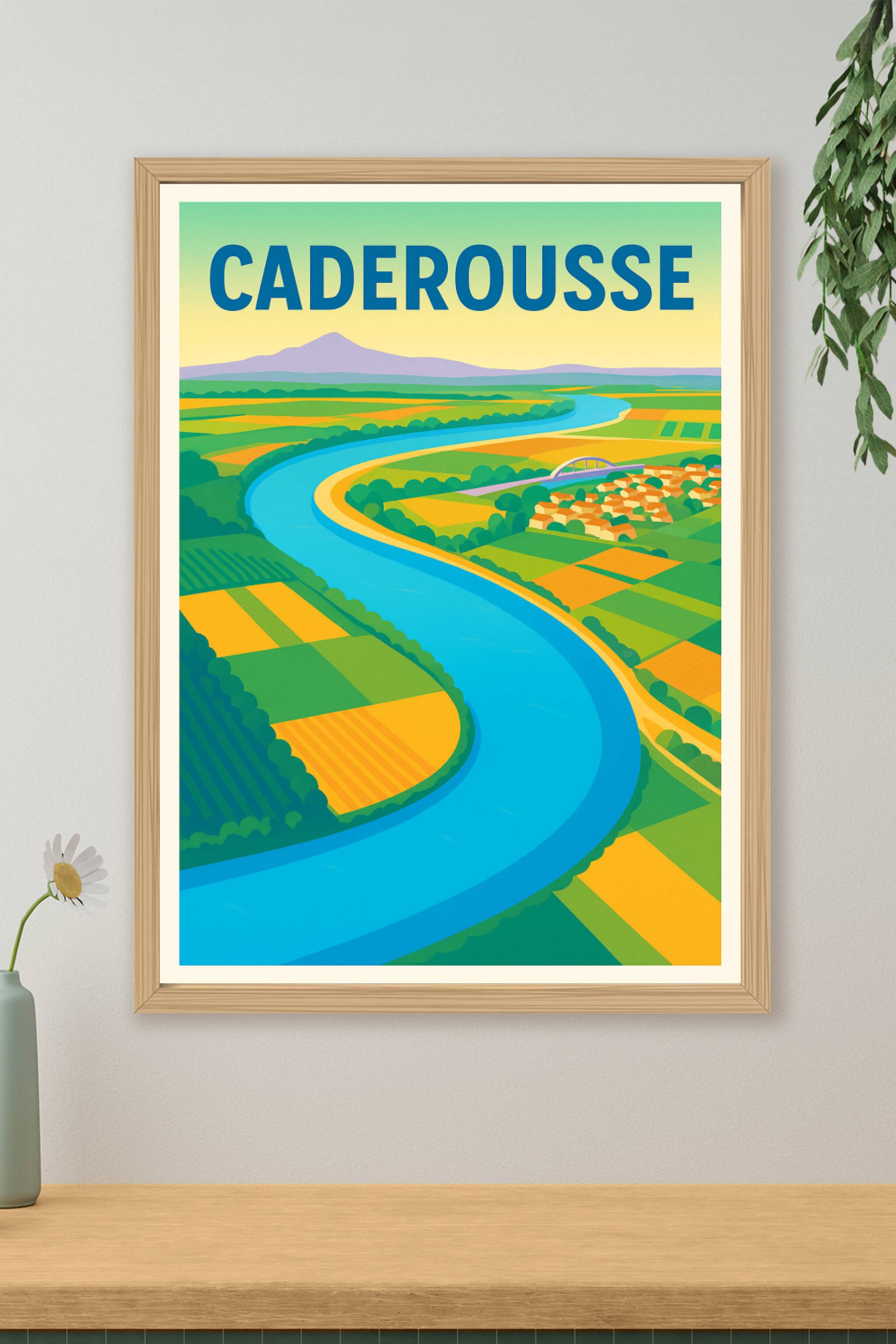 Affiche de Caderousse - Harmonie naturelle entre rivière et champs