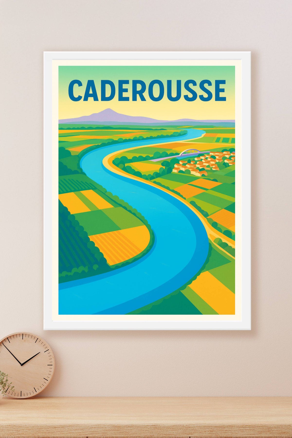 Affiche de Caderousse - Harmonie naturelle entre rivière et champs