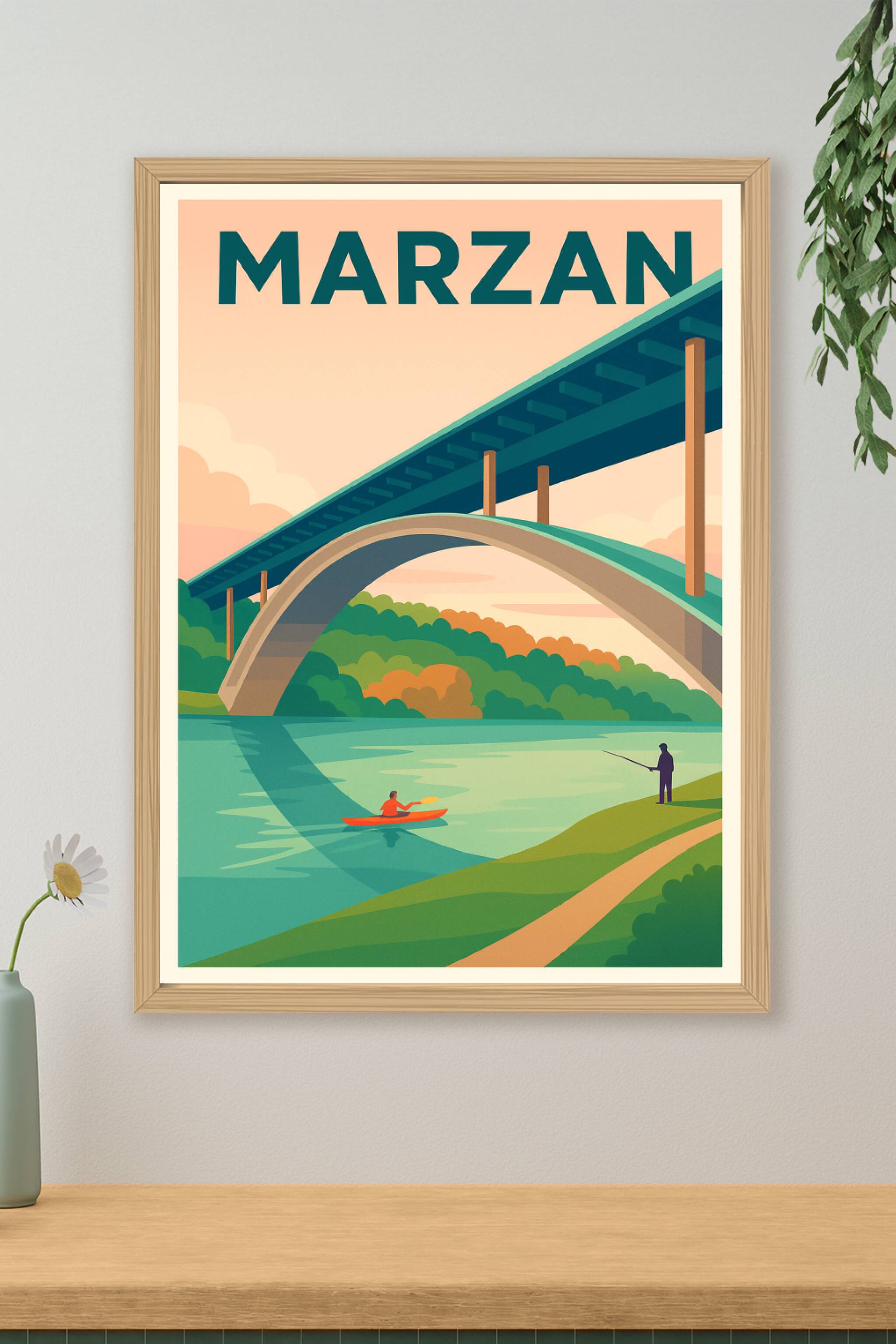Affiche de Marzan - Harmonie entre nature et ponts emblématiques