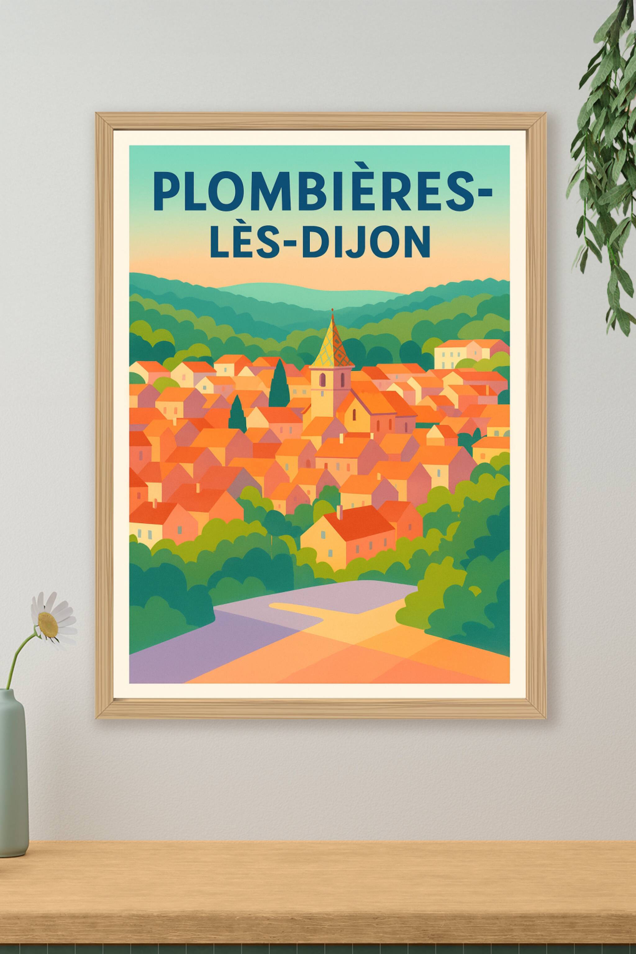 Affiche de Plombières-lès-Dijon - Charme bucolique en couleurs éclatantes