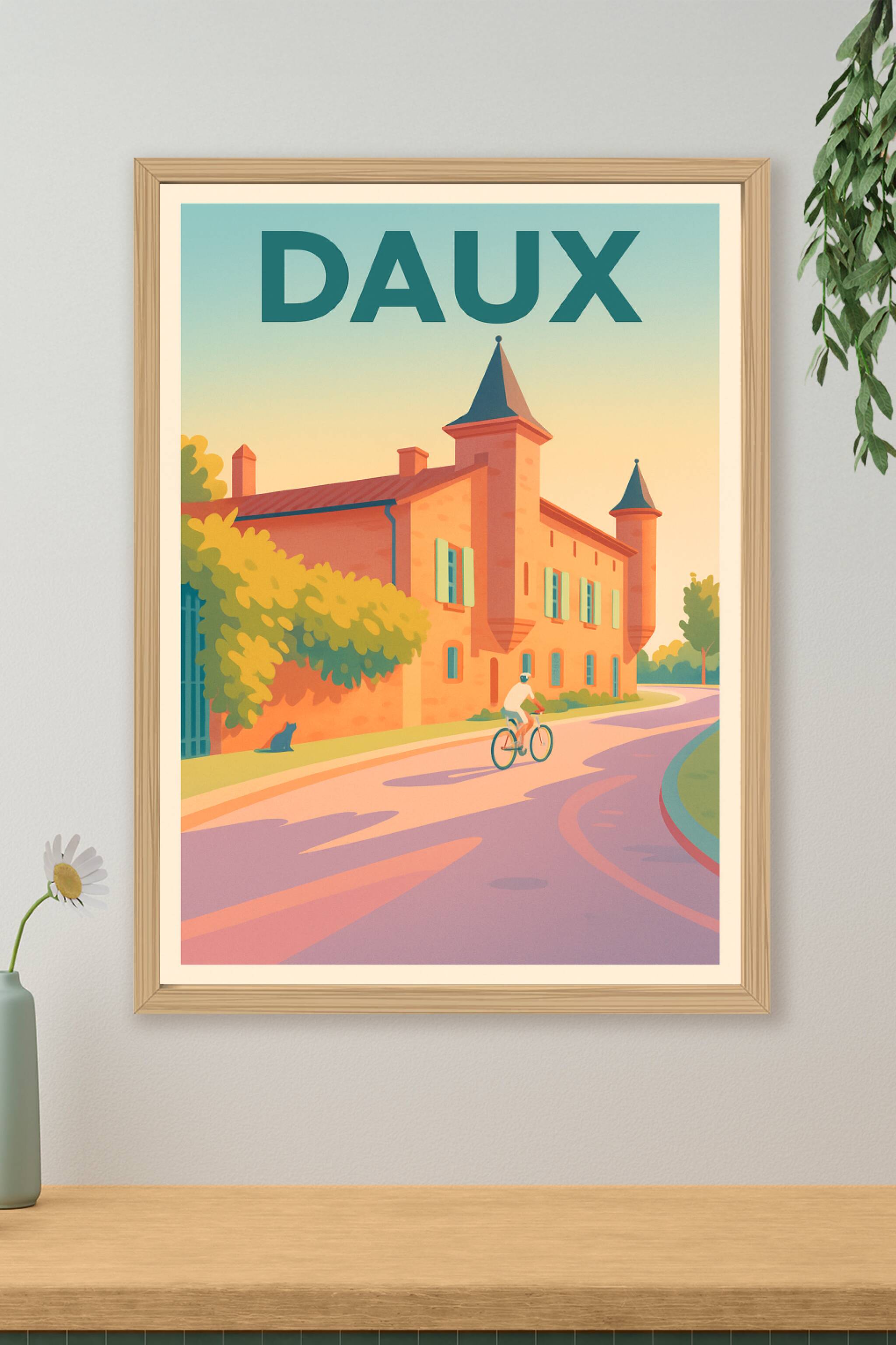 Affiche de Daux - Douceur de vie à vélo dans un cadre historique