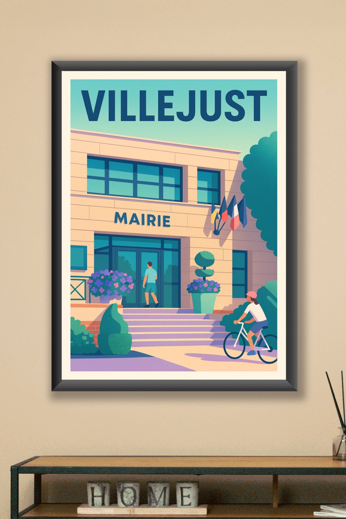 Affiche de Villejust - L'entrée en douceur de la mairie animée