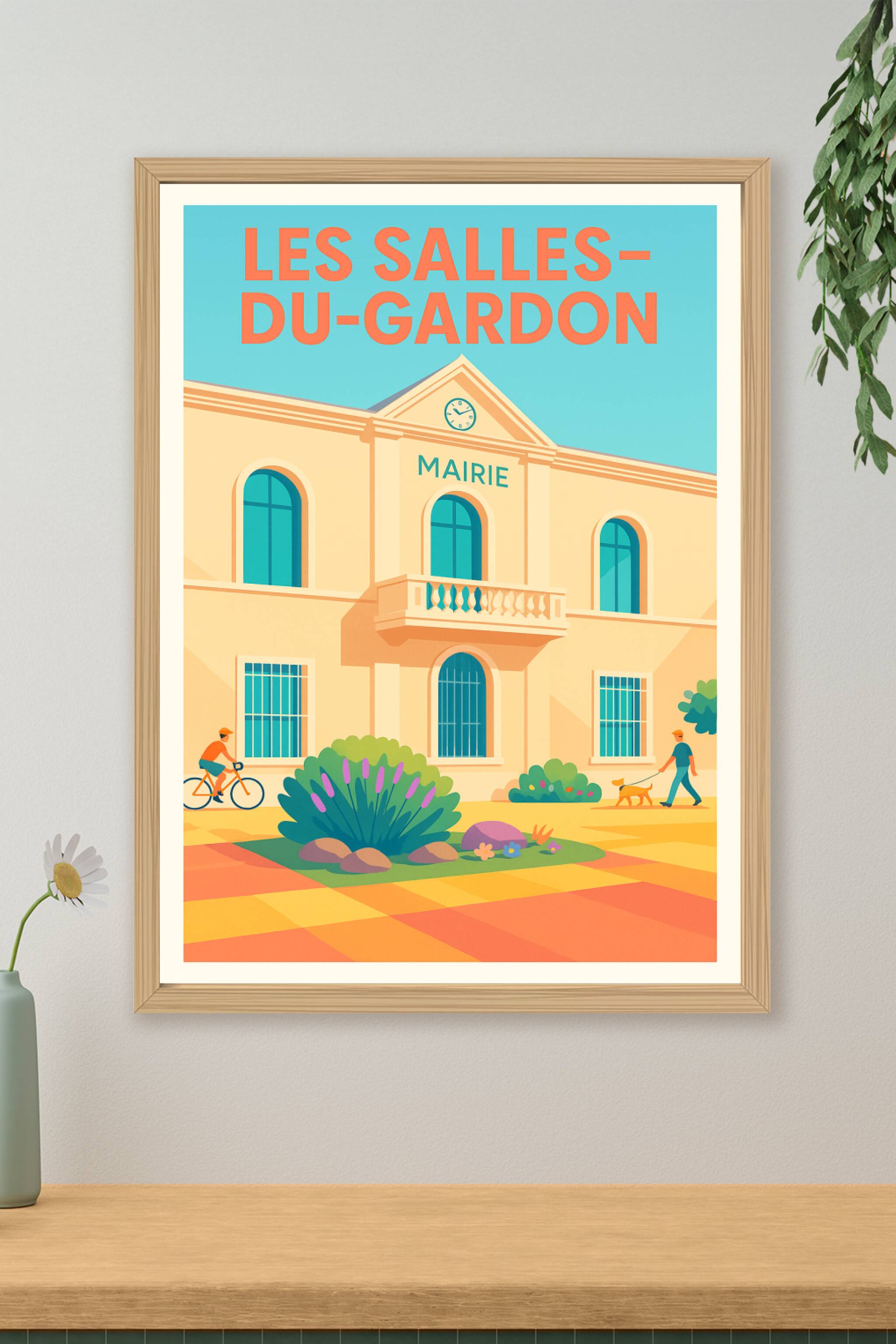 Affiche de Les Salles-du-Gardon - Charme authentique de la mairie ensoleillée