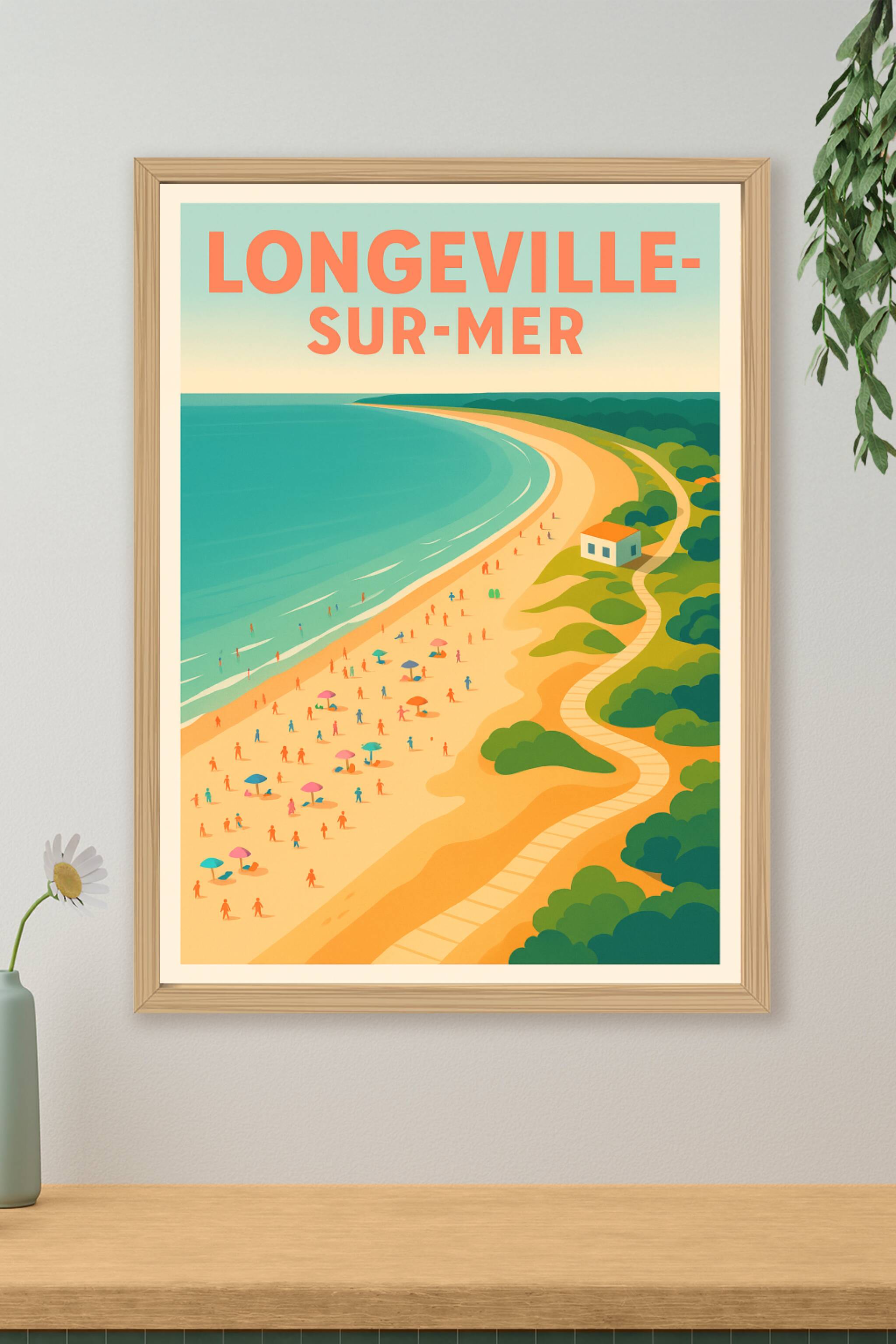 Affiche de Longeville-sur-Mer - L'élégance d'une plage animée