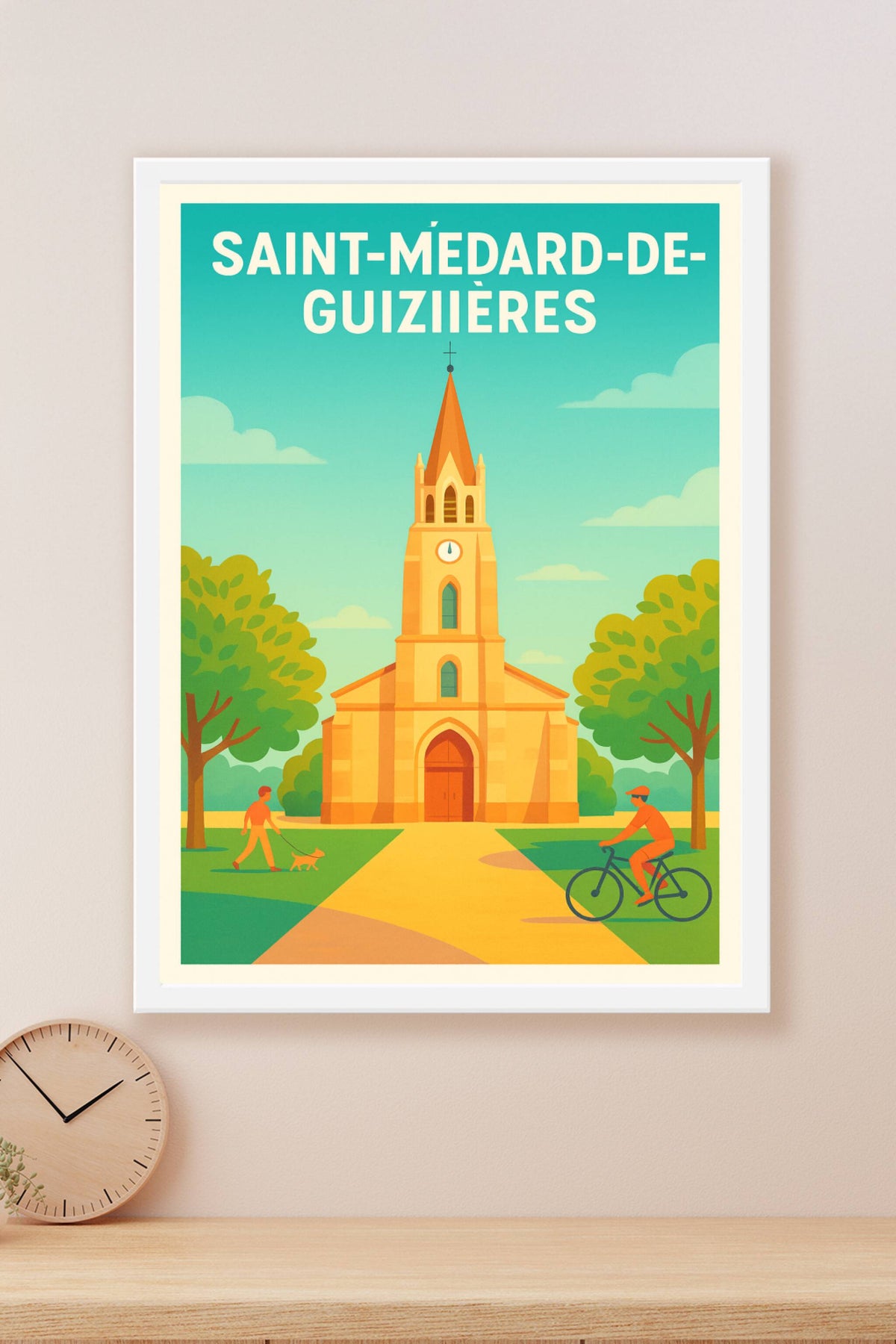 Affiche de Saint-Médard-de-Guizières - L'église au coeur du village