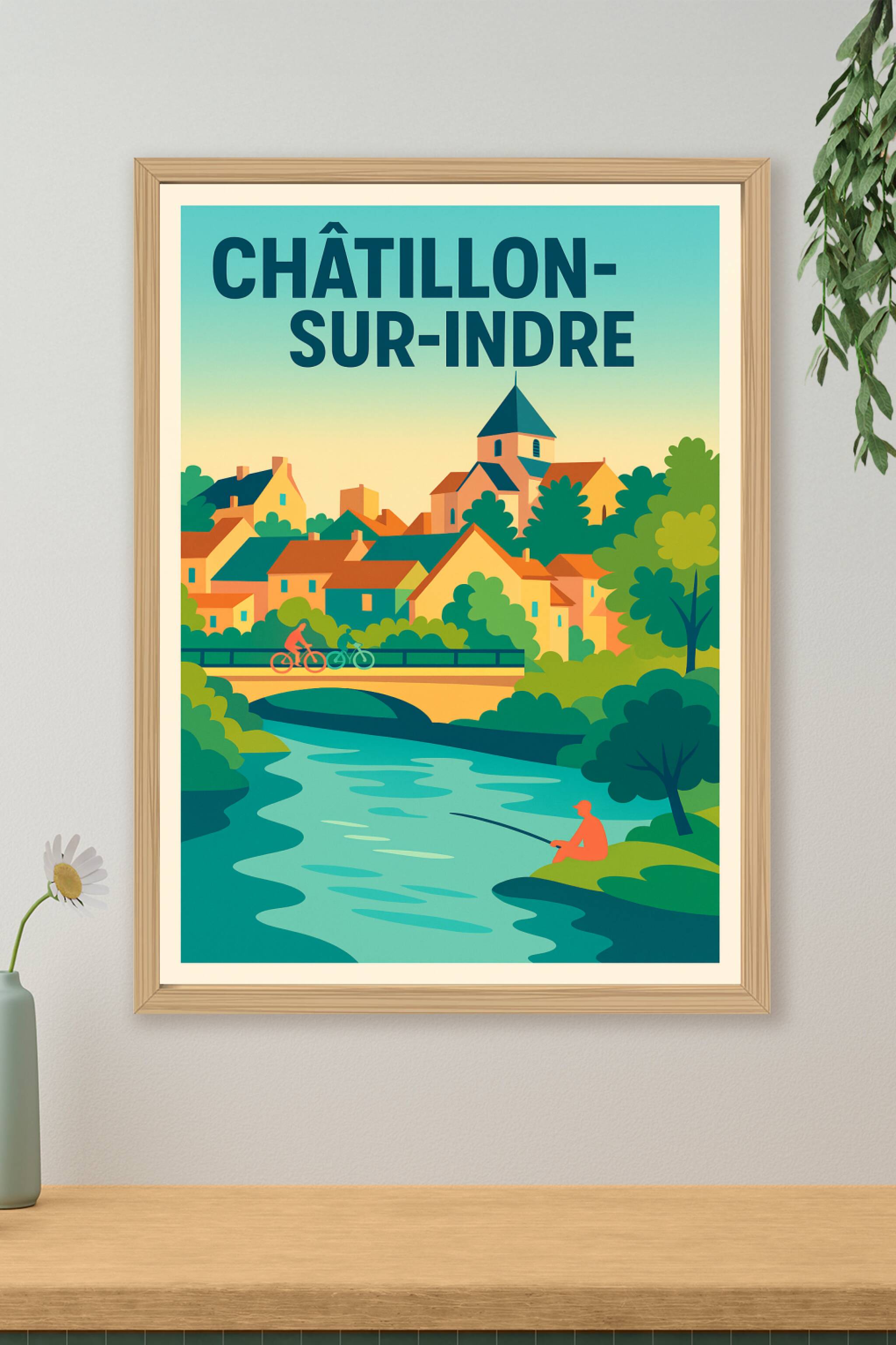 Affiche de Châtillon-sur-Indre - Tranquillité au bord de l'Indre