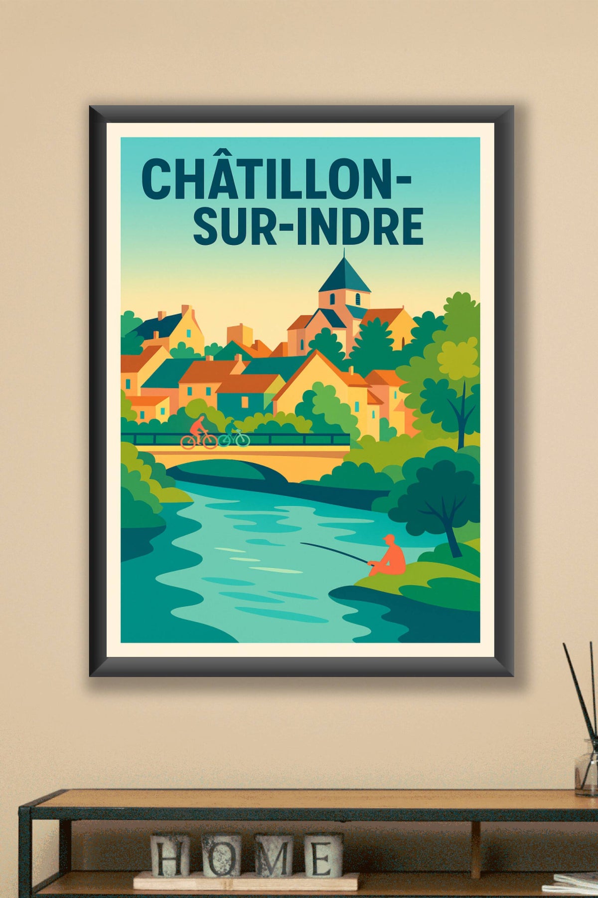 Affiche de Châtillon-sur-Indre - Tranquillité au bord de l'Indre