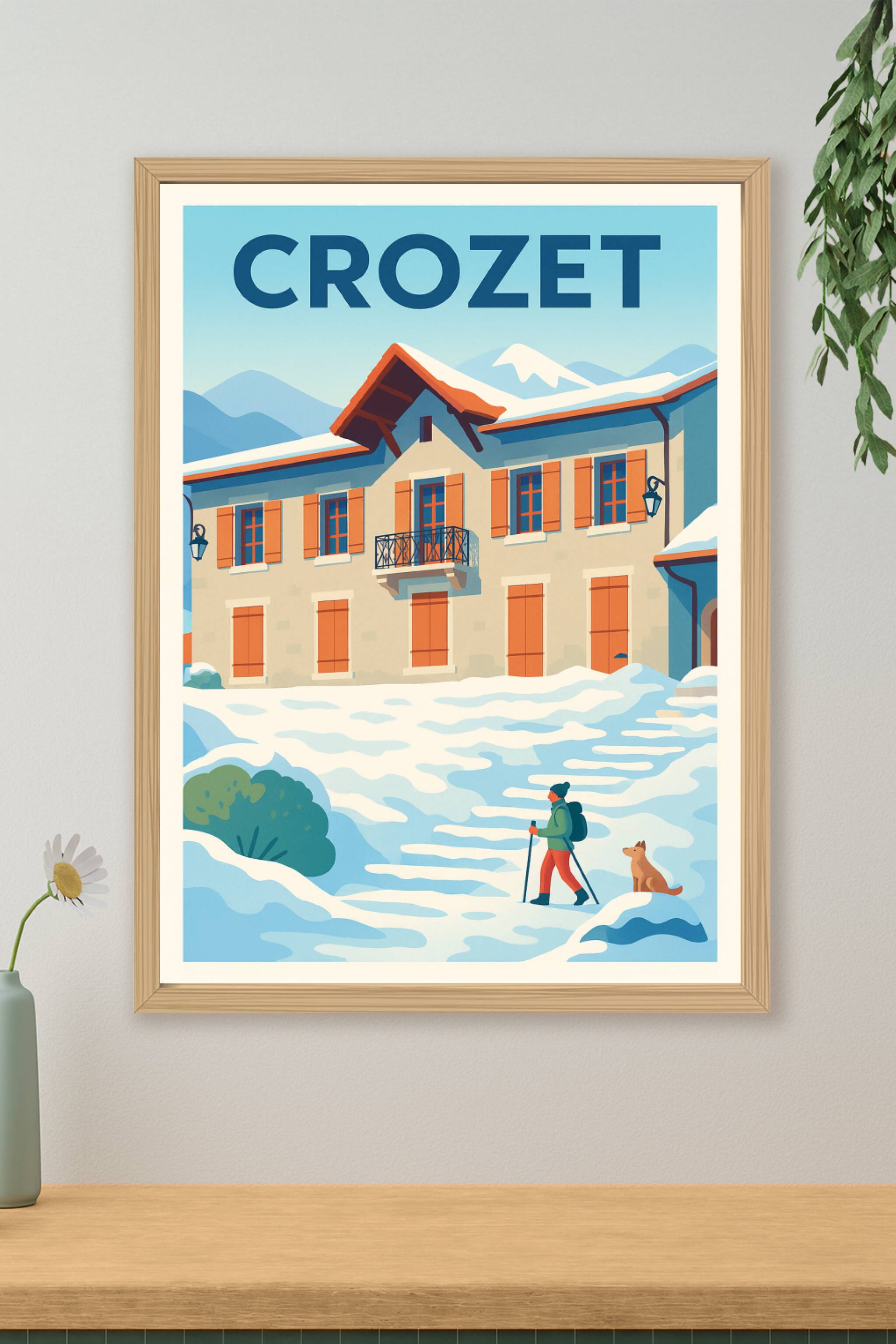 Affiche de Crozet - Charme hivernal au pied des montagnes