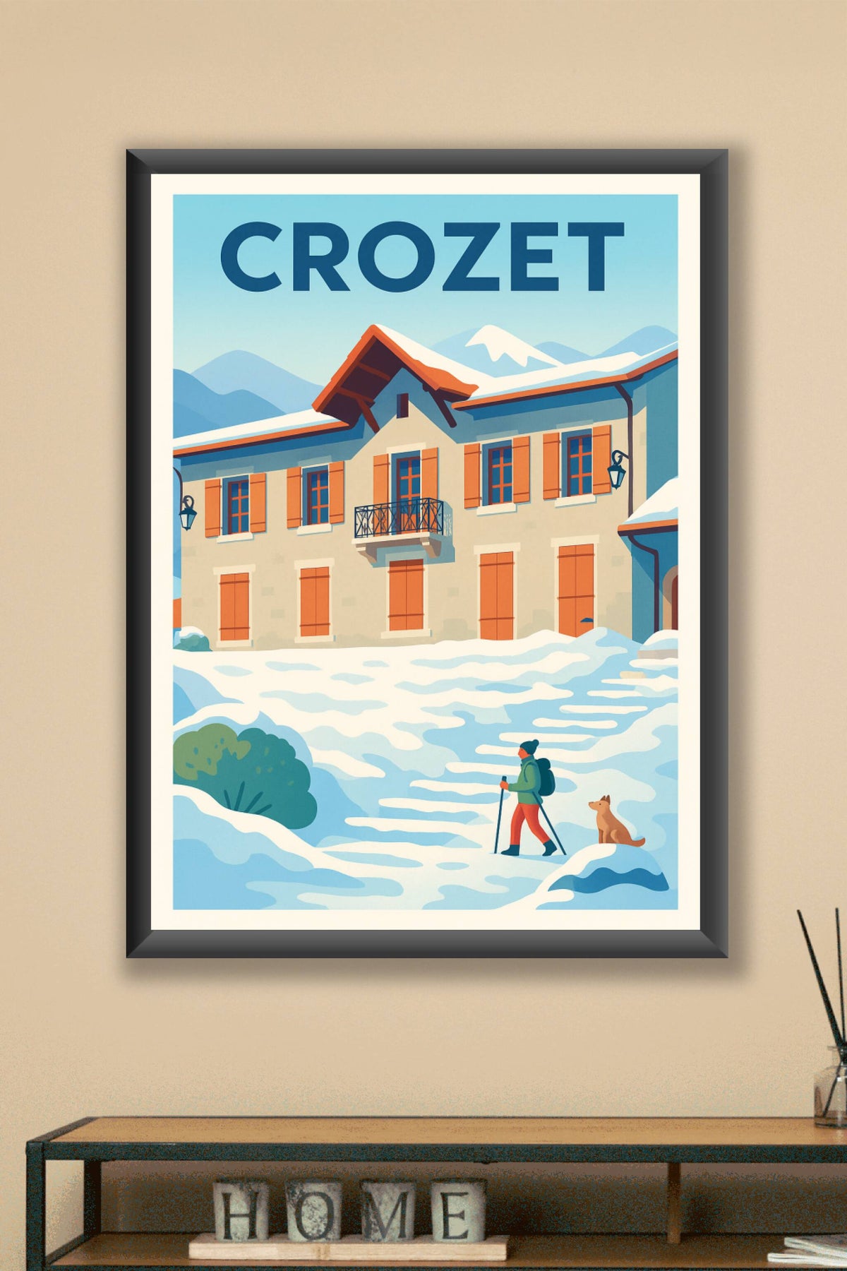 Affiche de Crozet - Charme hivernal au pied des montagnes