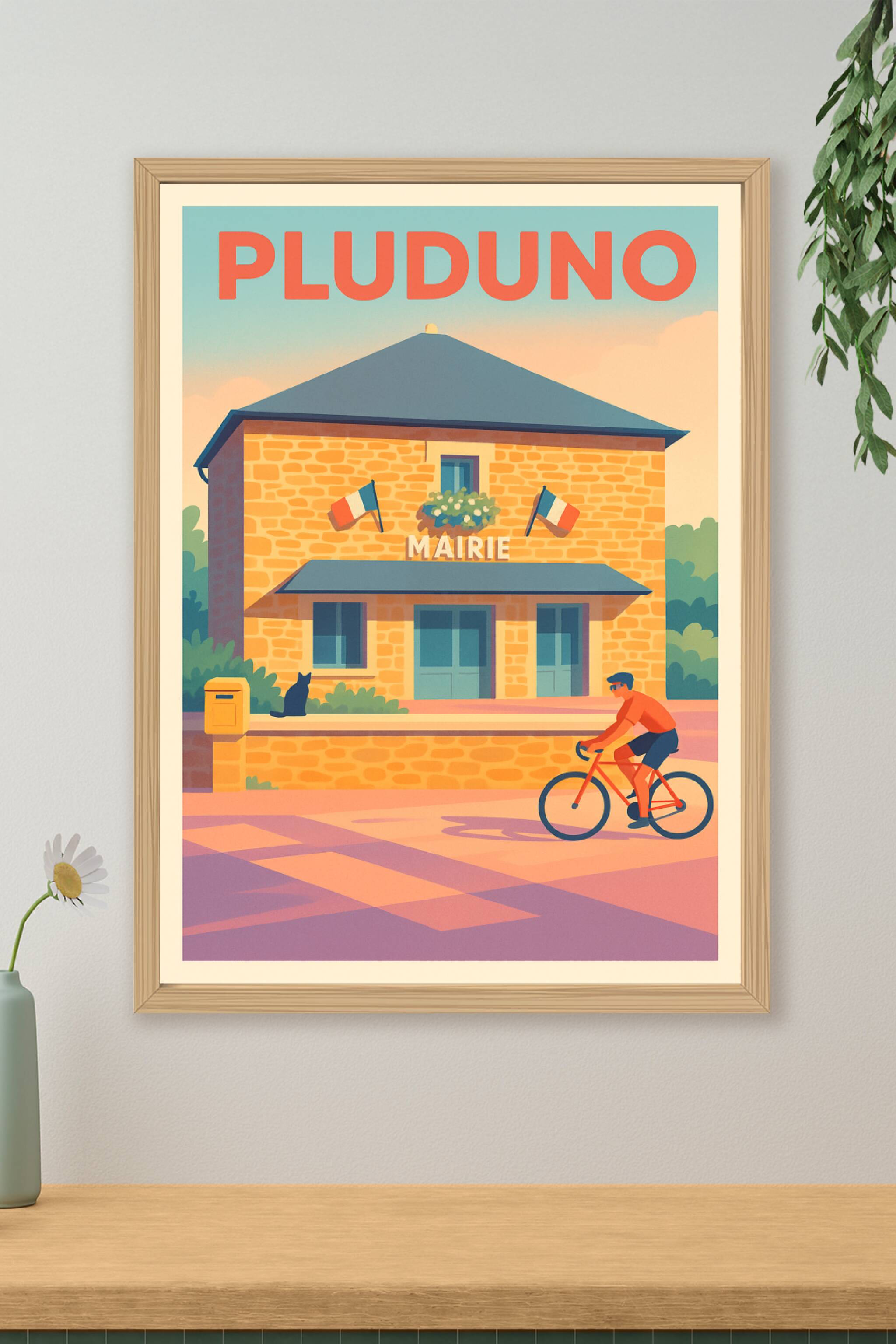 Affiche de Pluduno - Charme et douceur de la mairie ensoleillée