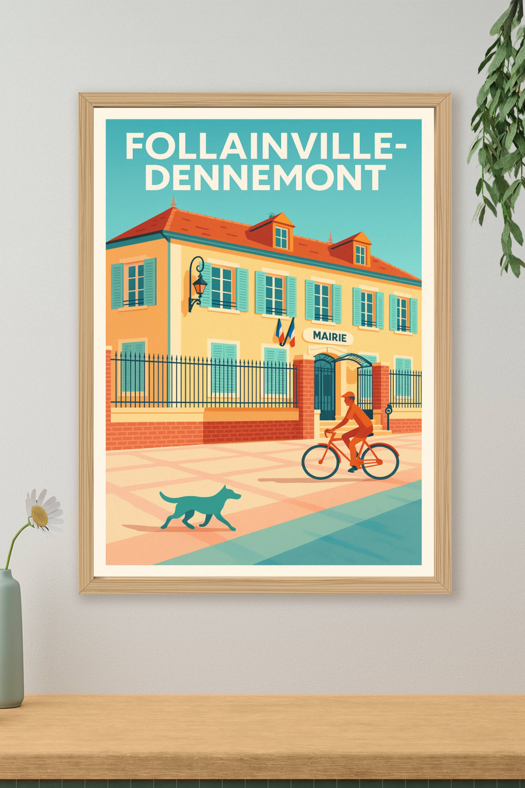 Affiche de Follainville-Dennemont - Vue paisible sur la mairie