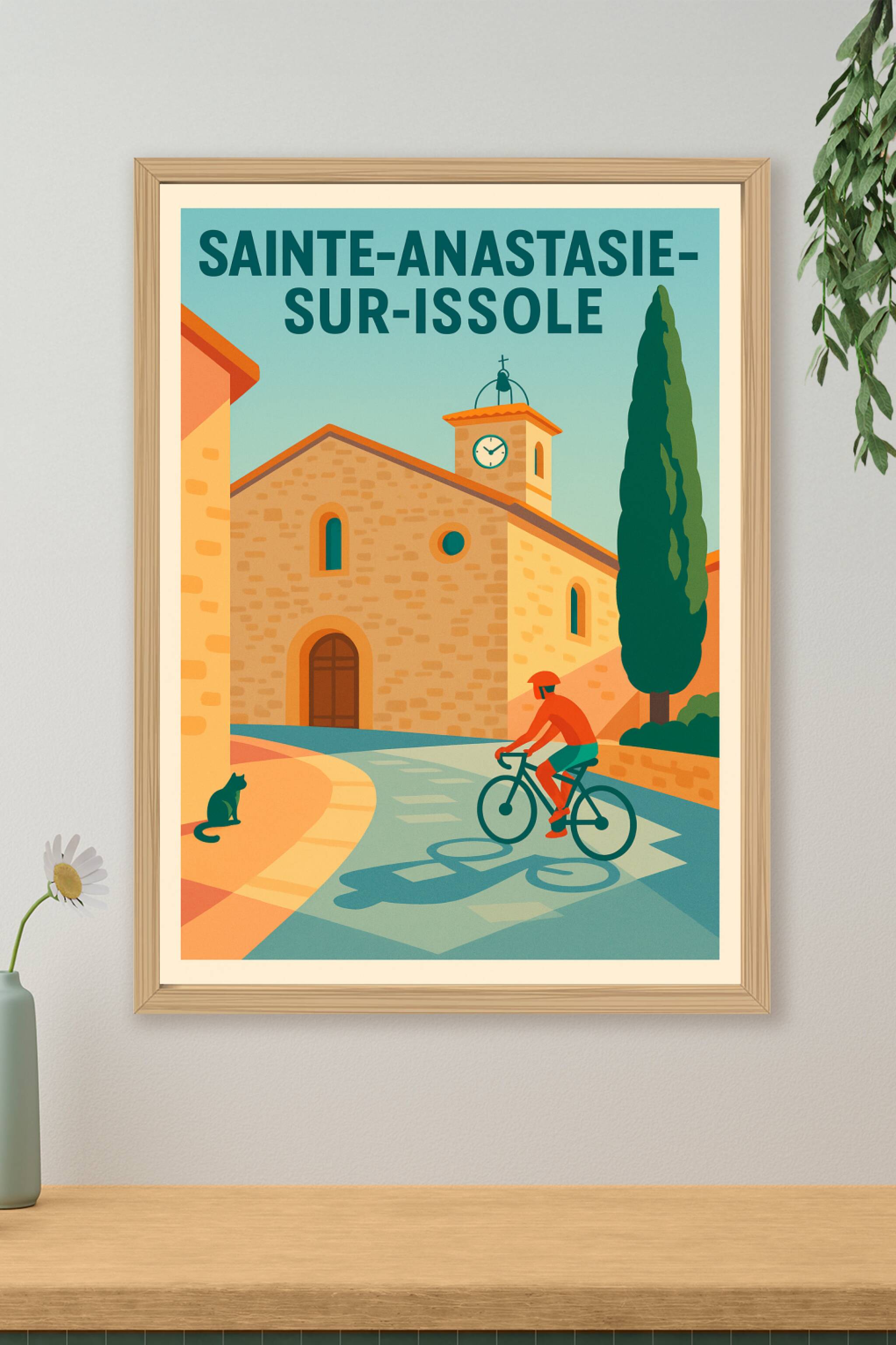 Affiche de Sainte-Anastasie-sur-Issole - L'élégance provençale à vélo