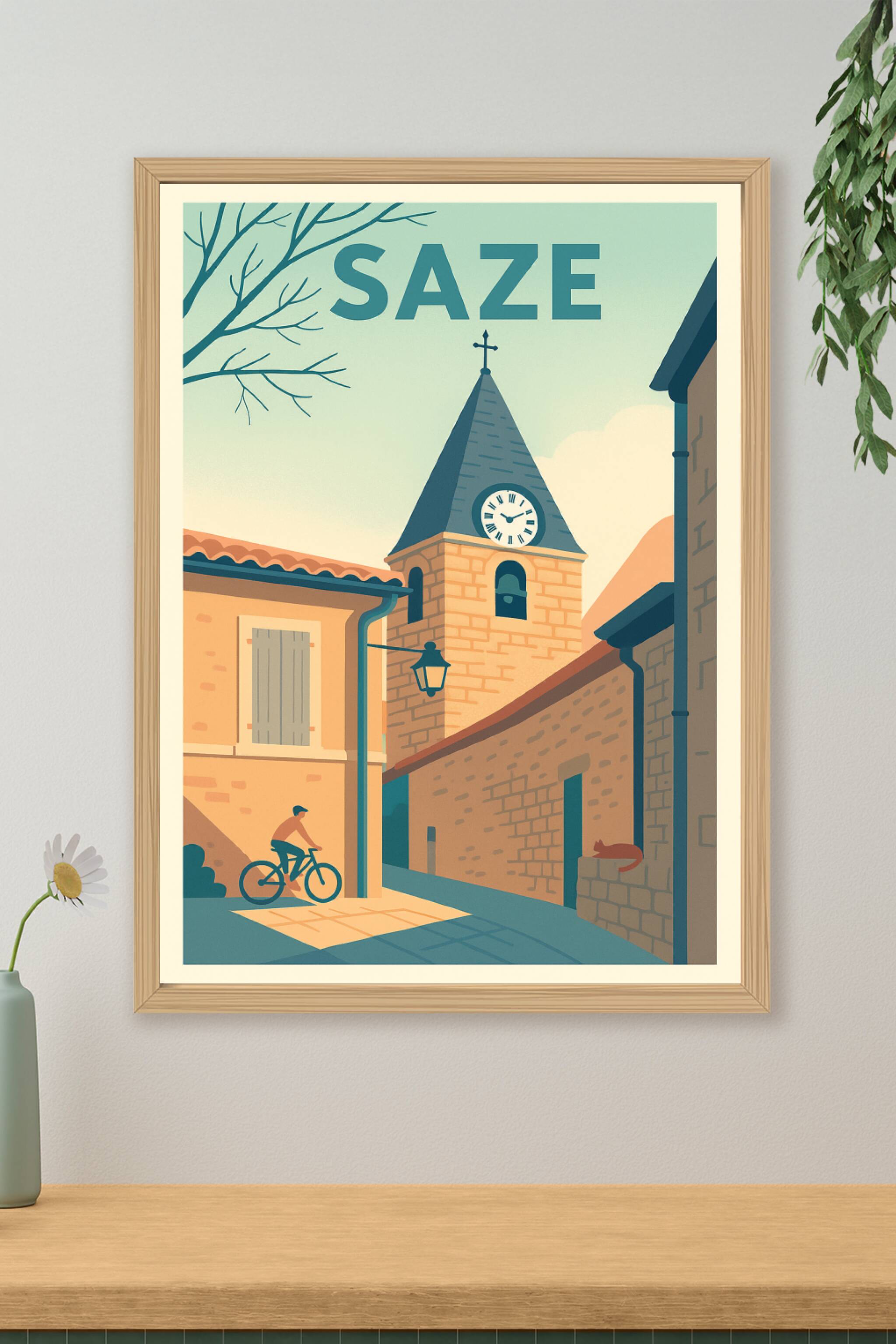Affiche de Saze - Charme tranquille d'un village provençal