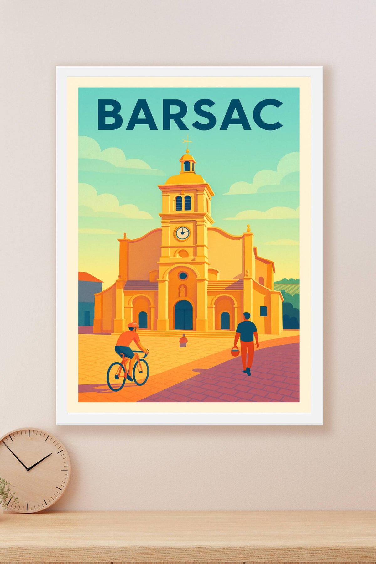 Affiche de Barsac - L'élégance intemporelle du clocher en lumière dorée