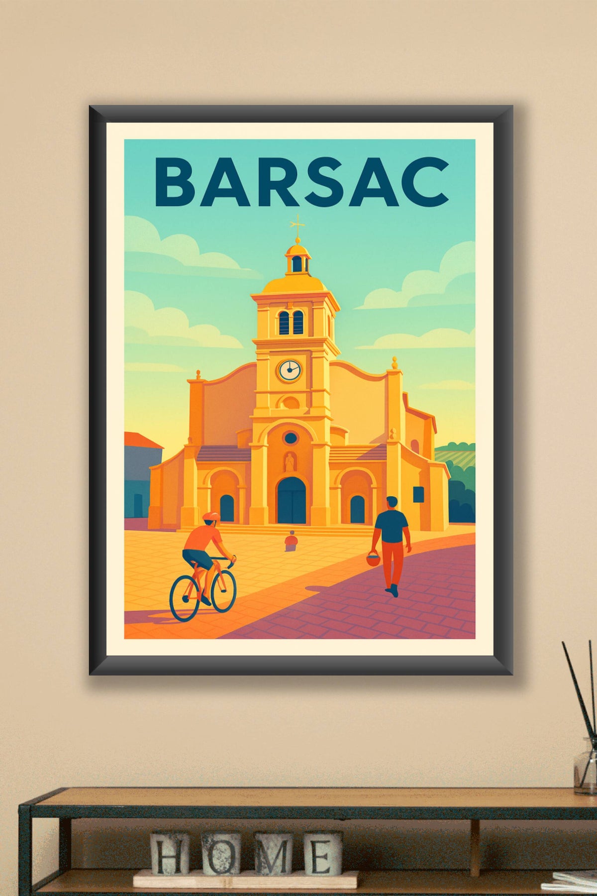 Affiche de Barsac - L'élégance intemporelle du clocher en lumière dorée