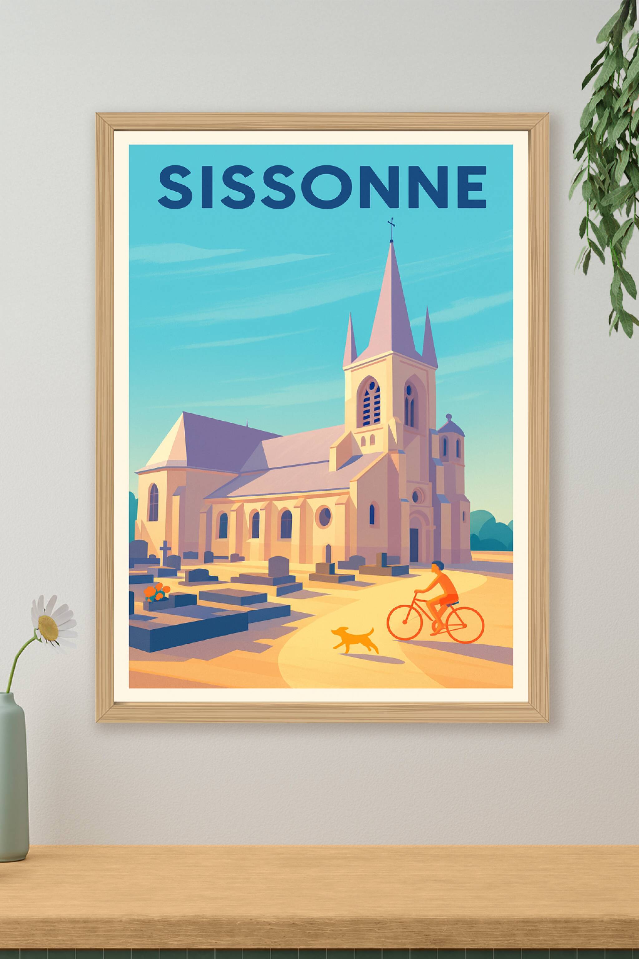 Affiche de Sissonne - L'église au charme paisible