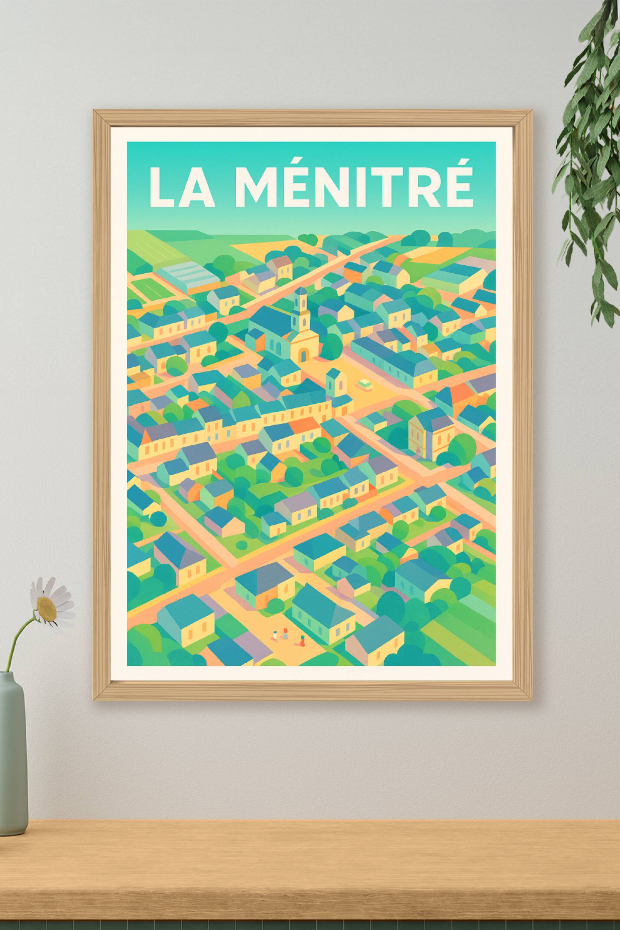 Affiche de La Ménitré - Vue colorée et apaisante du village