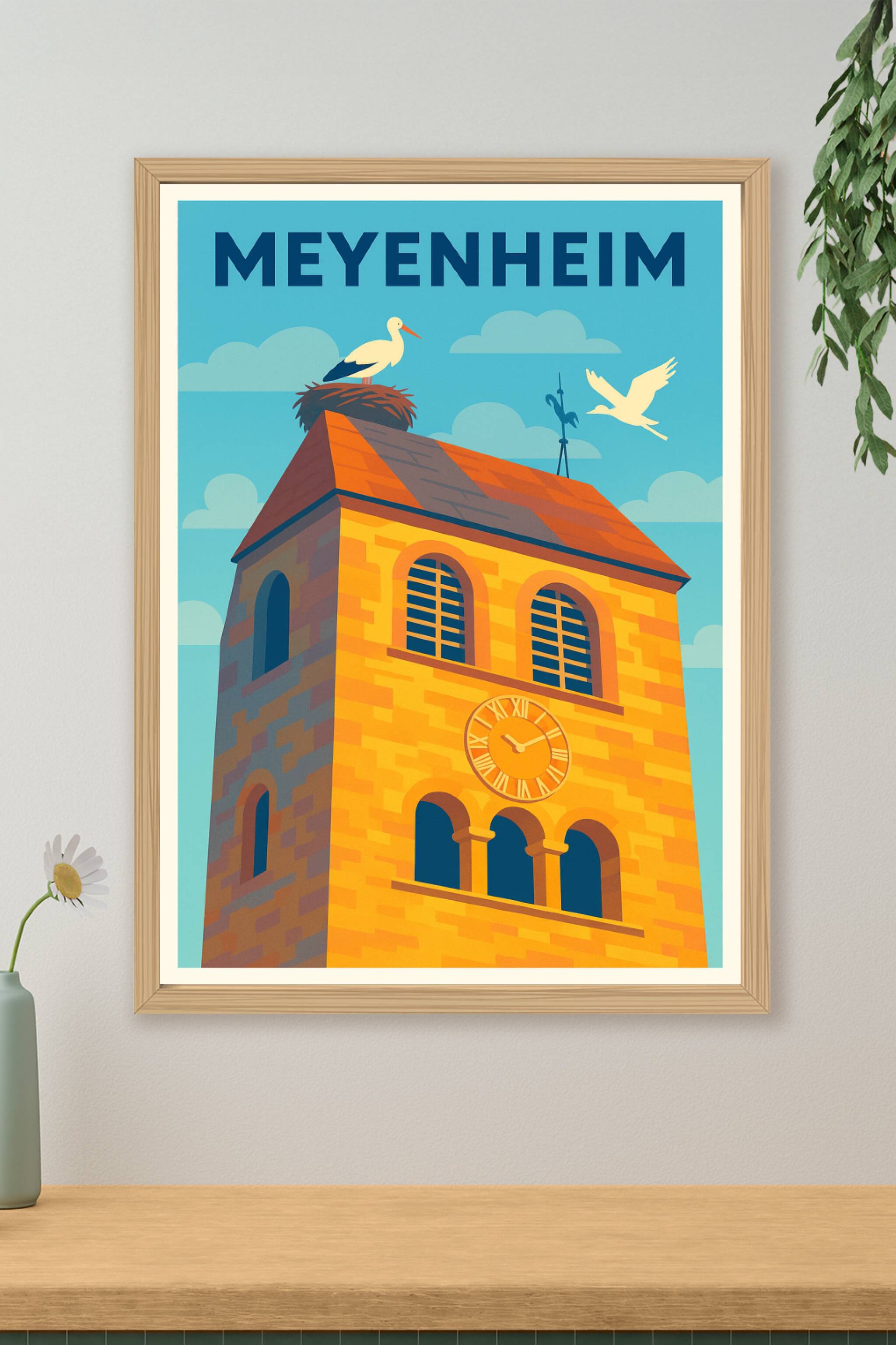 Affiche de Meyenheim - Le charme intemporel de son clocher aux cigognes