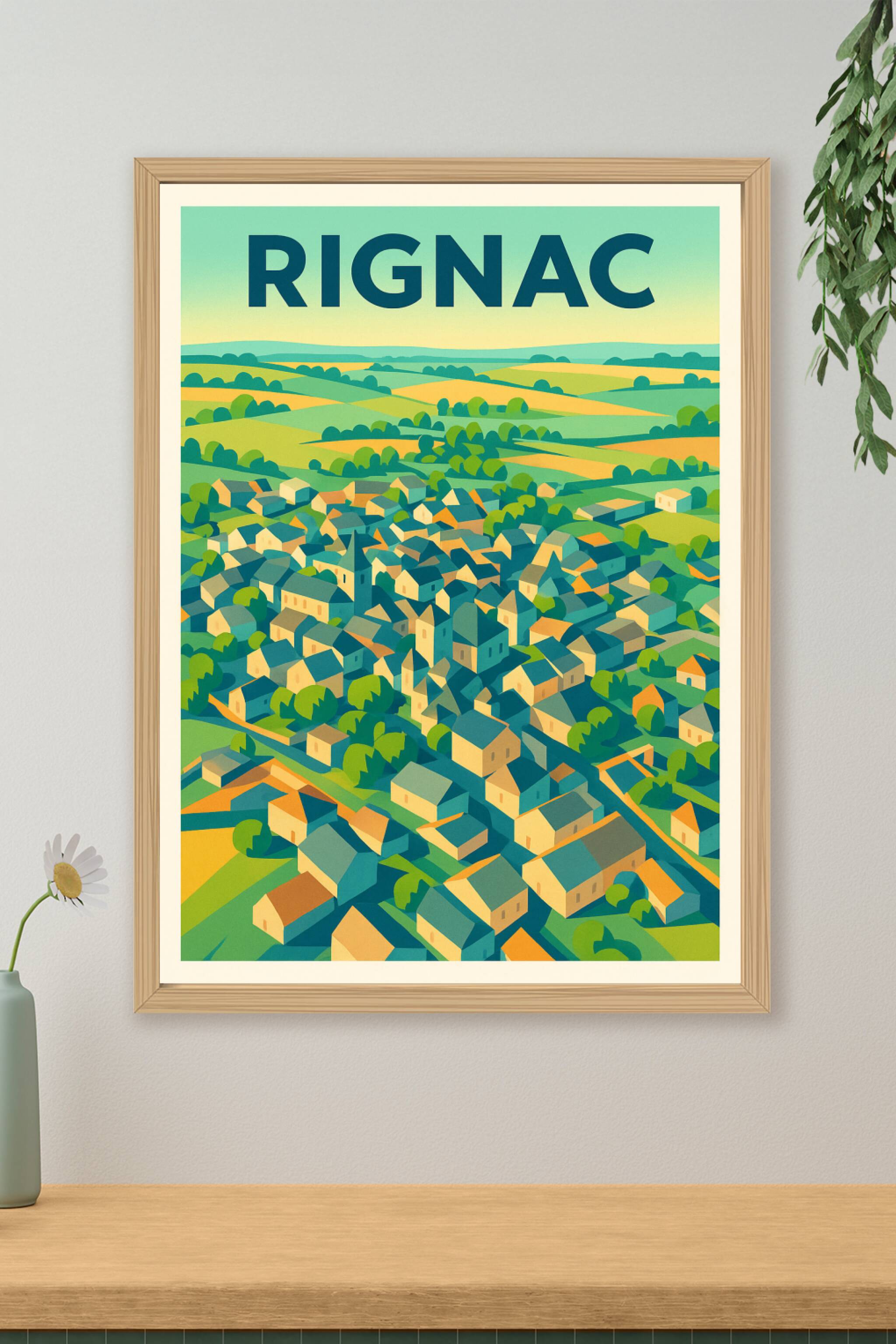 Affiche de Rignac - Un village pittoresque en couleurs éclatantes