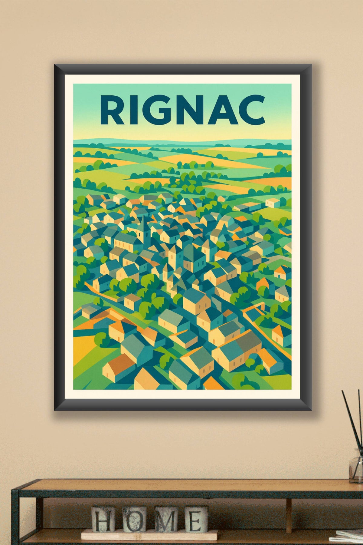 Affiche de Rignac - Un village pittoresque en couleurs éclatantes