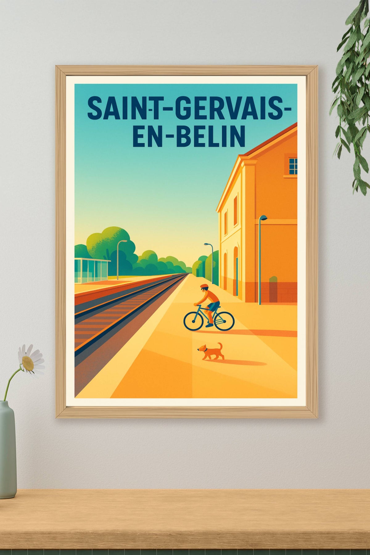 Affiche de Saint-Gervais-en-Belin - Un instant paisible au bord des rails
