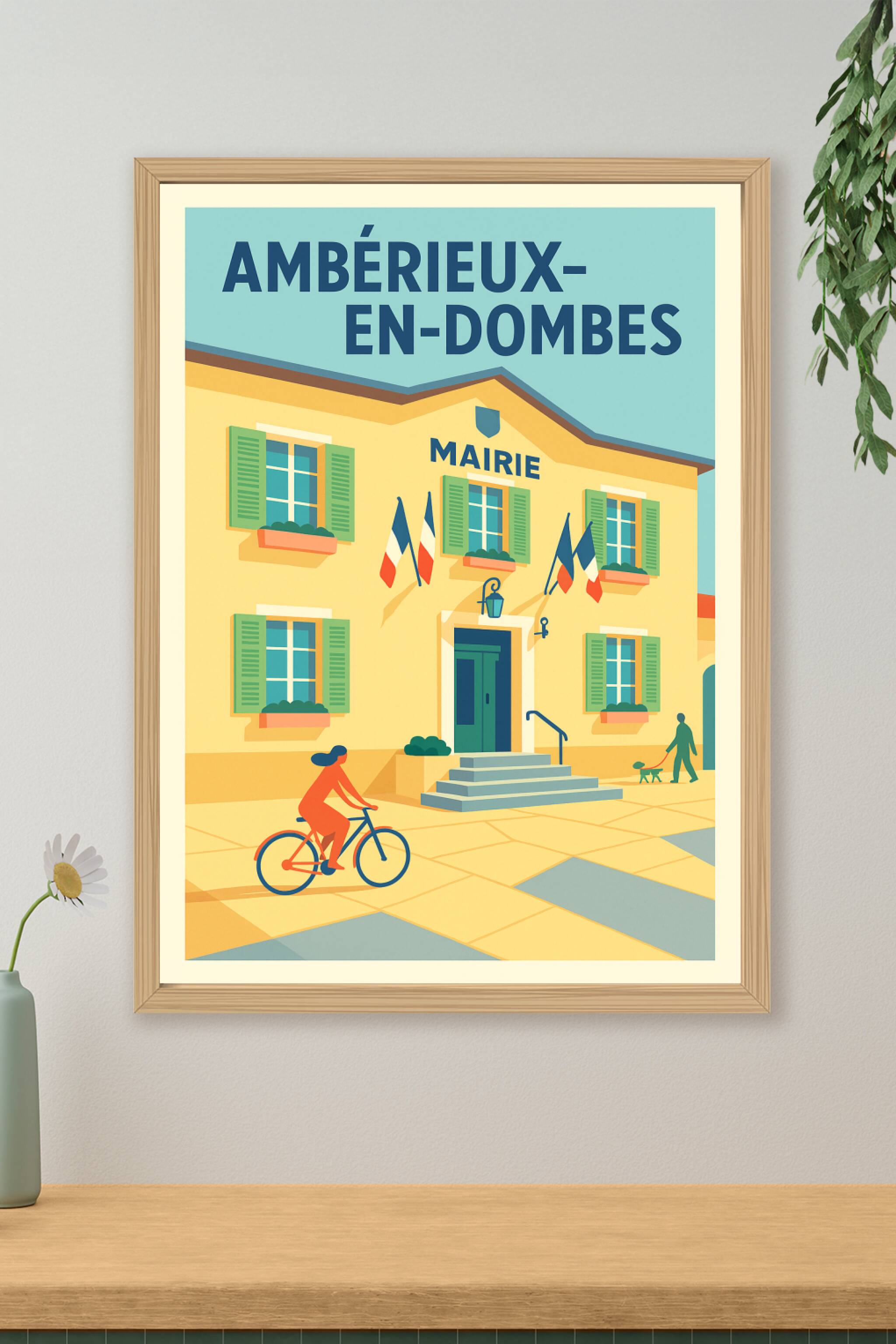 Affiche de Ambérieux-en-Dombes - L'élégance tranquille de la mairie