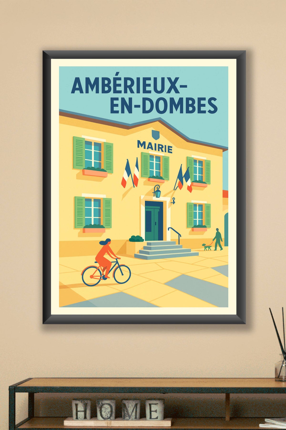 Affiche de Ambérieux-en-Dombes - L'élégance tranquille de la mairie