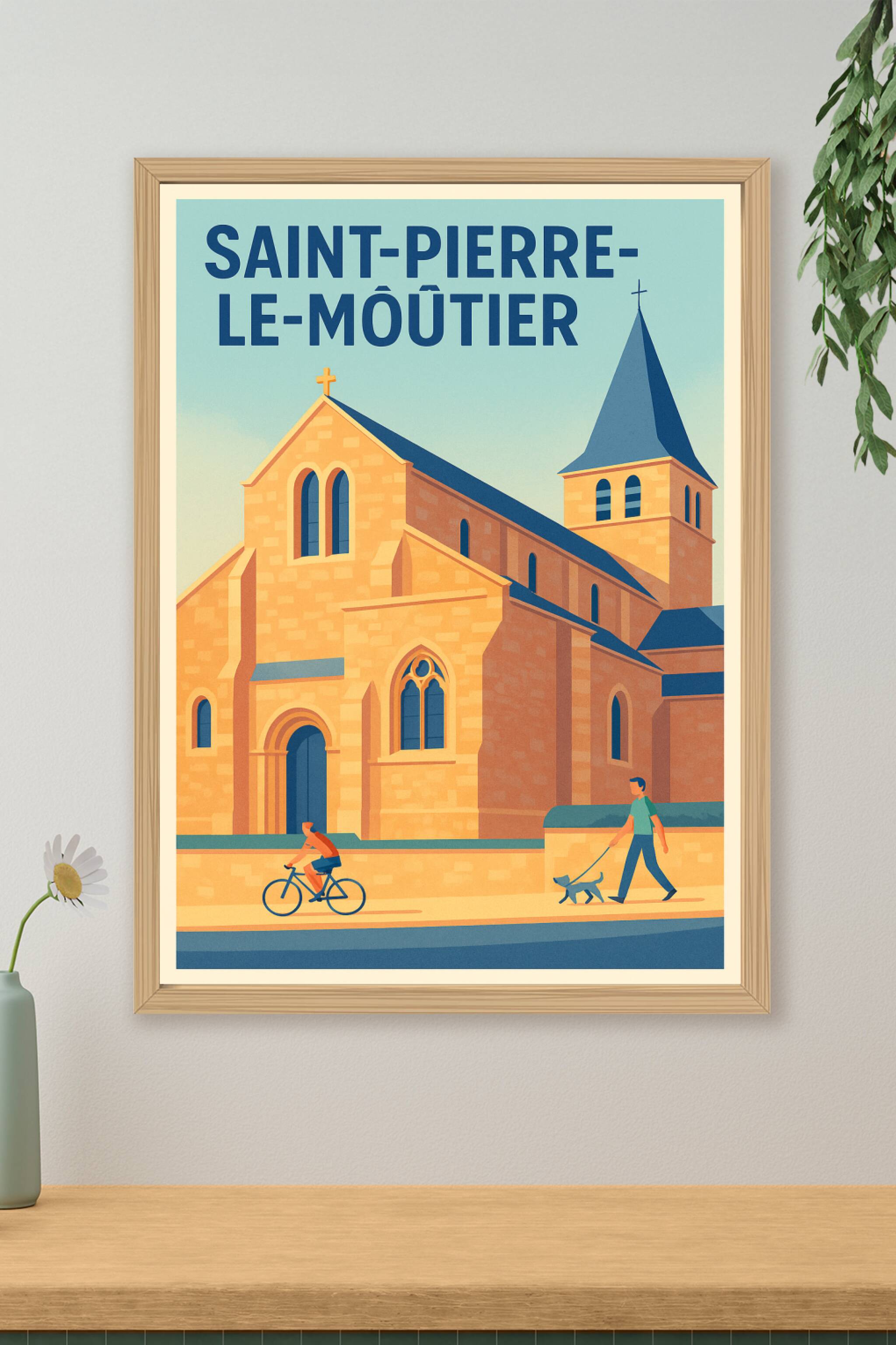 Affiche de Saint-Pierre-le-Moûtier - Charme et sérénité architecturale