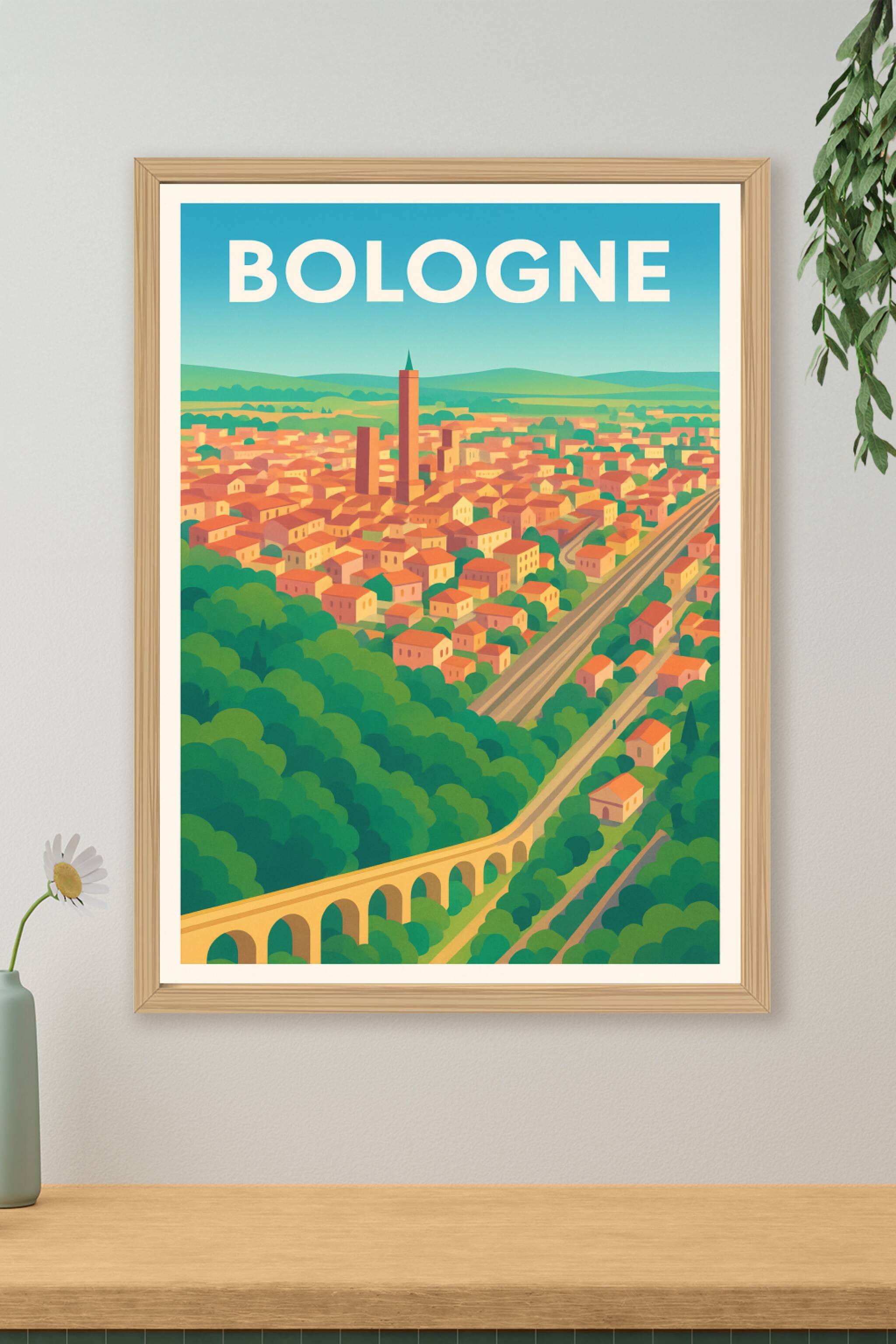 Affiche de Bologne - Vue panoramique au cœur de l'Émilie-Romagne