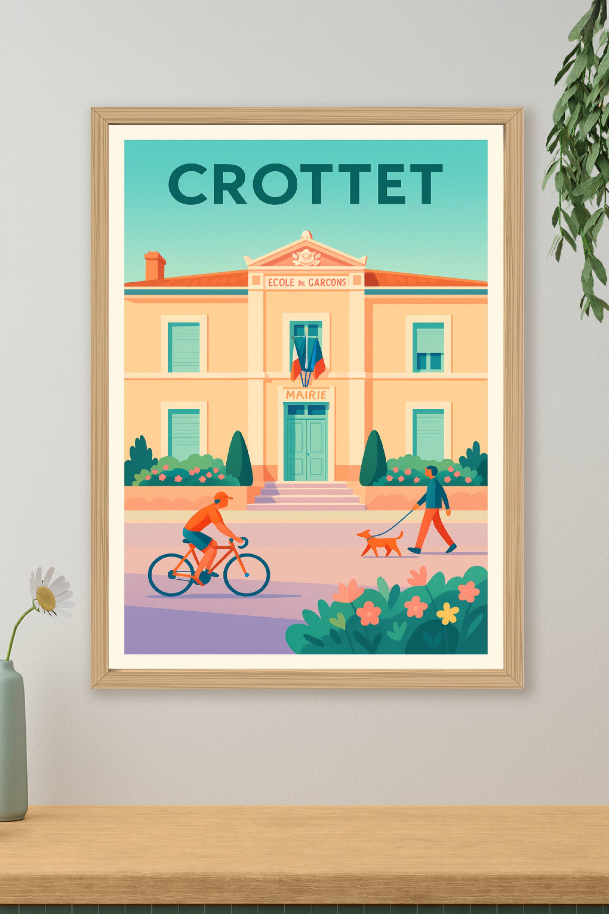 Affiche de Crottet - L'élégance tranquille du cœur de village