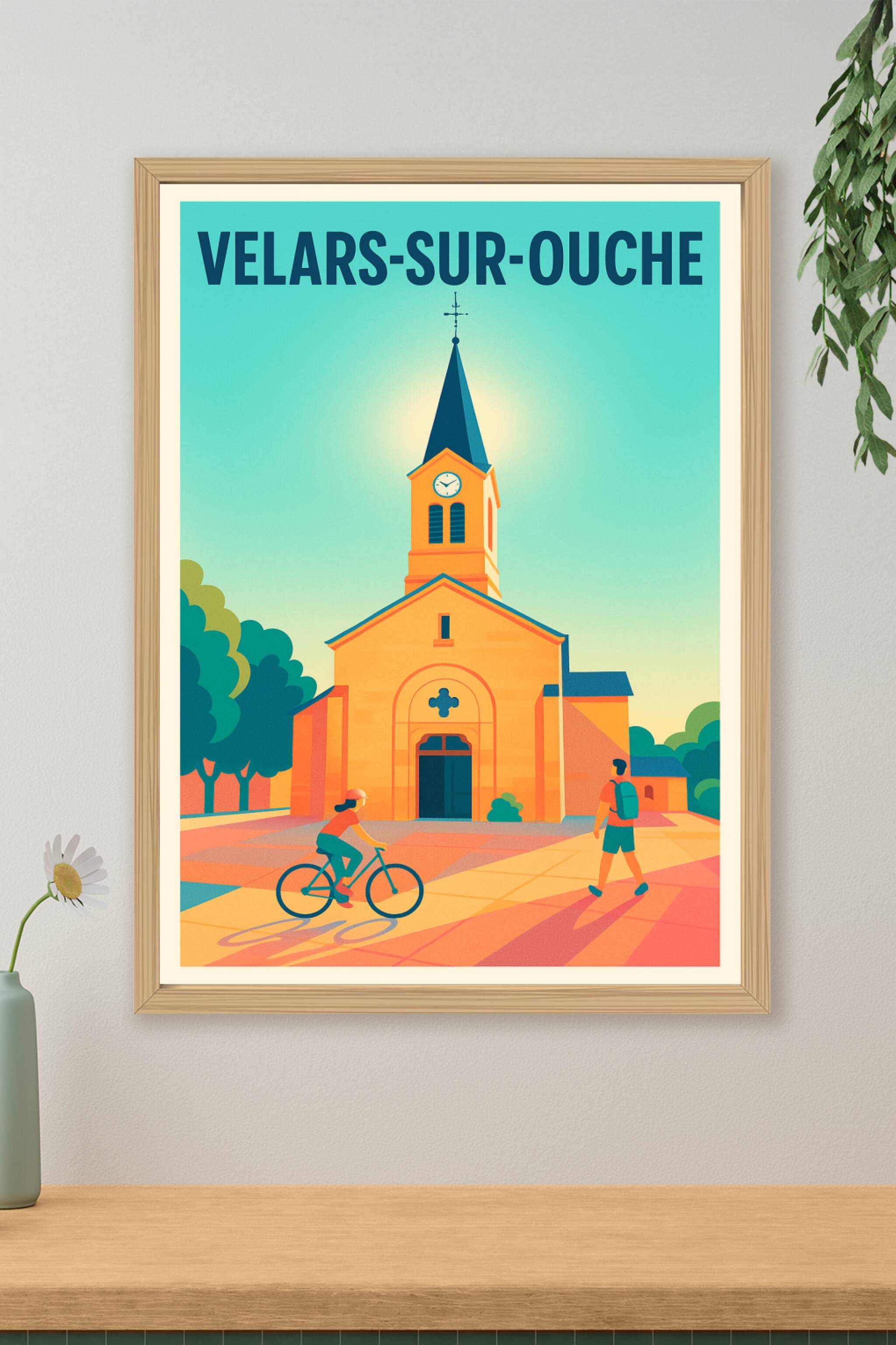 Affiche de Velars-sur-Ouche - L'église au cœur du village en lumière douce