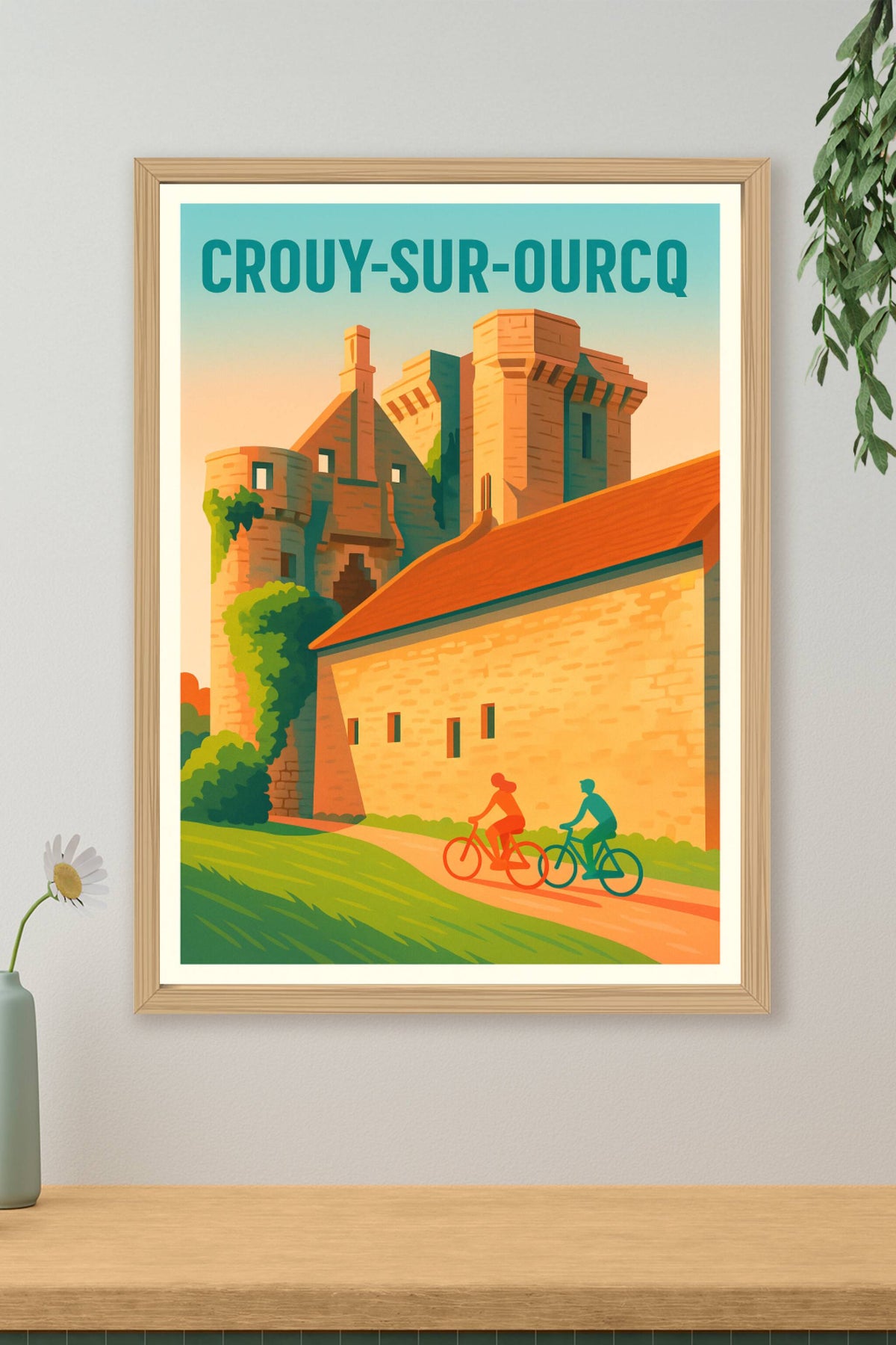 Affiche de Crouy-sur-Ourcq - L'élégance médiévale à vélo
