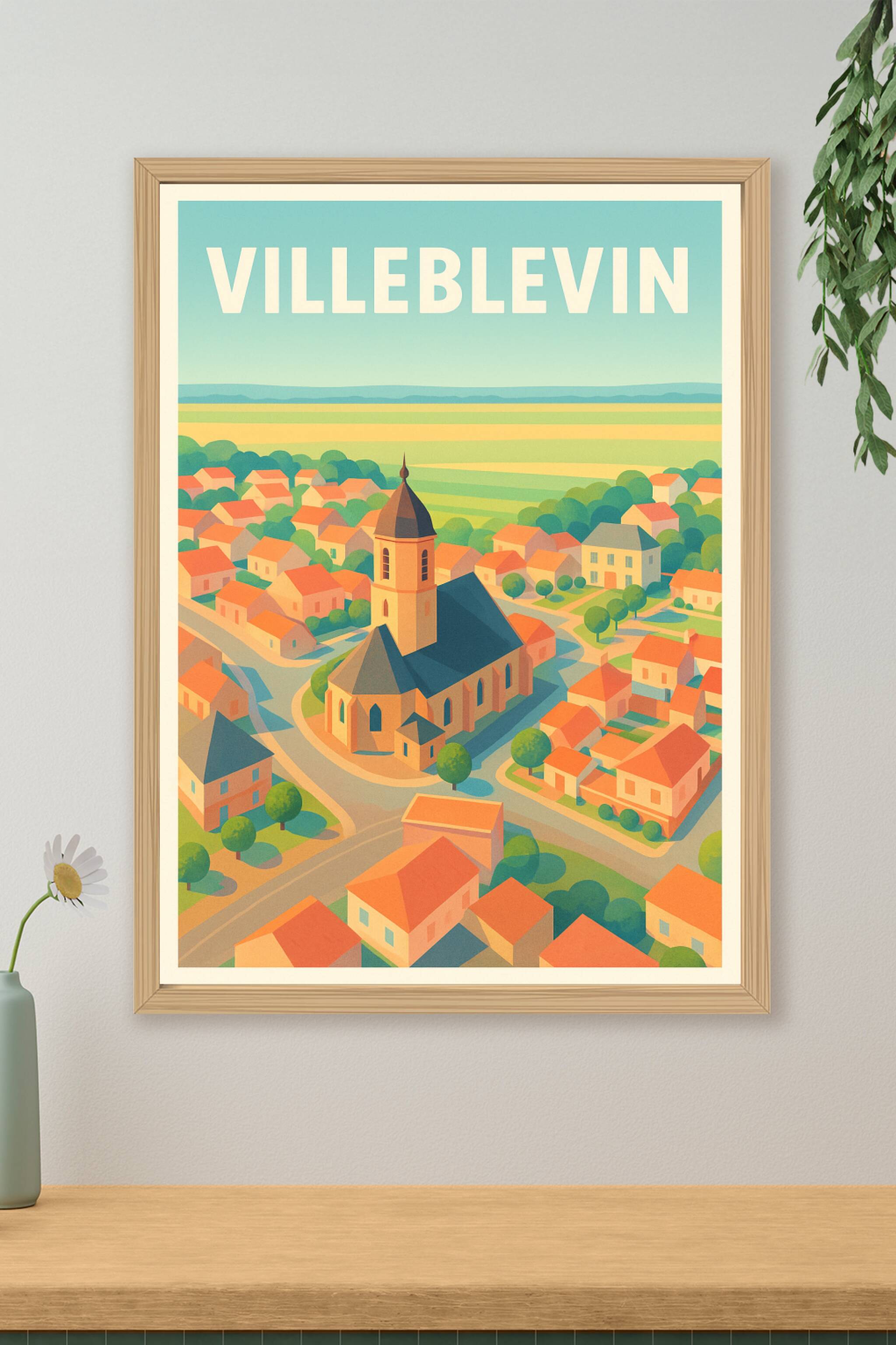 Affiche de Villeblevin - Charme paisible de la campagne française