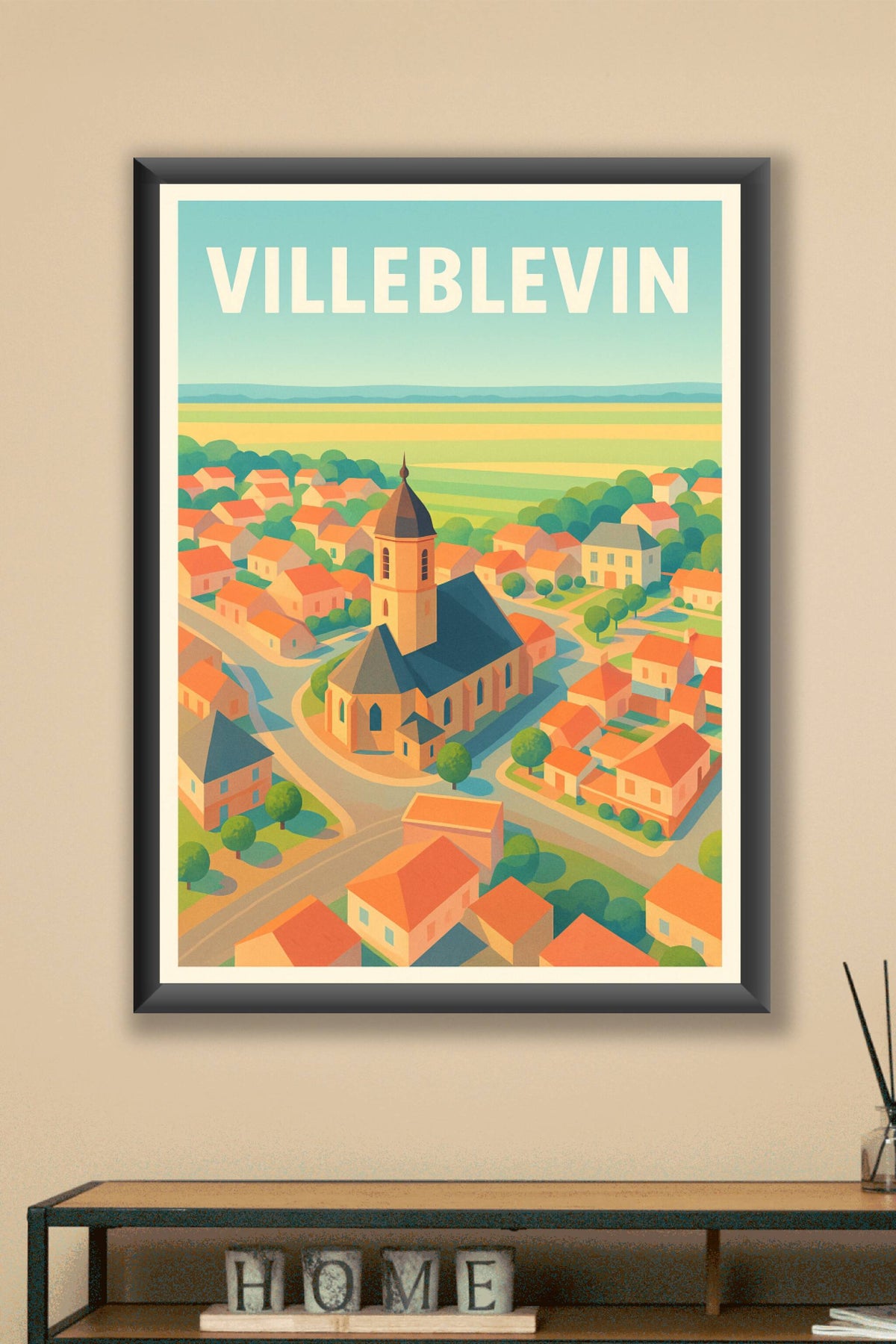 Affiche de Villeblevin - Charme paisible de la campagne française