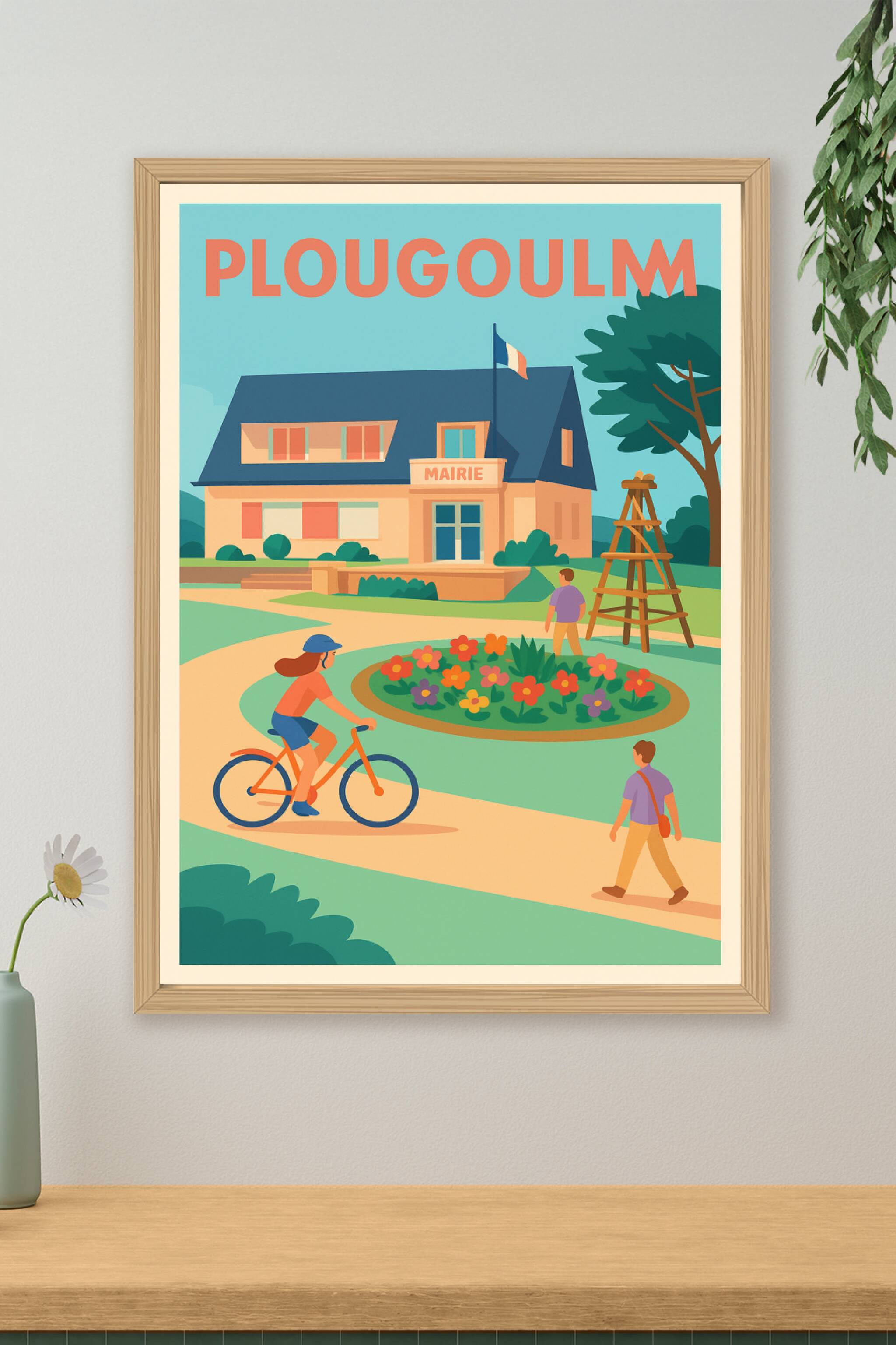 Affiche de Plougoulm - L'élégance tranquille de la mairie en plein air