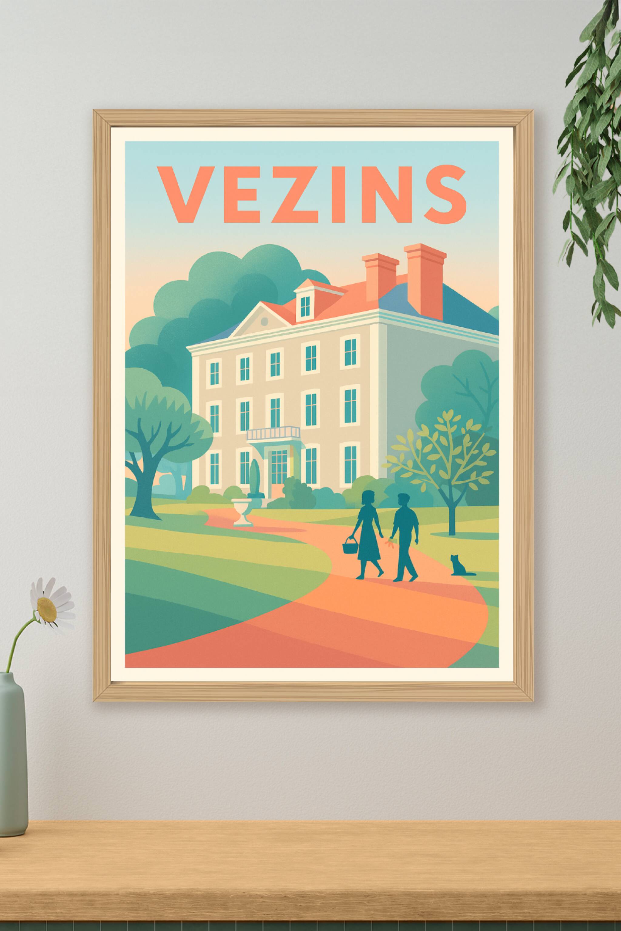 Affiche de Vezins - L'élégance paisible d'un château au cœur de la nature