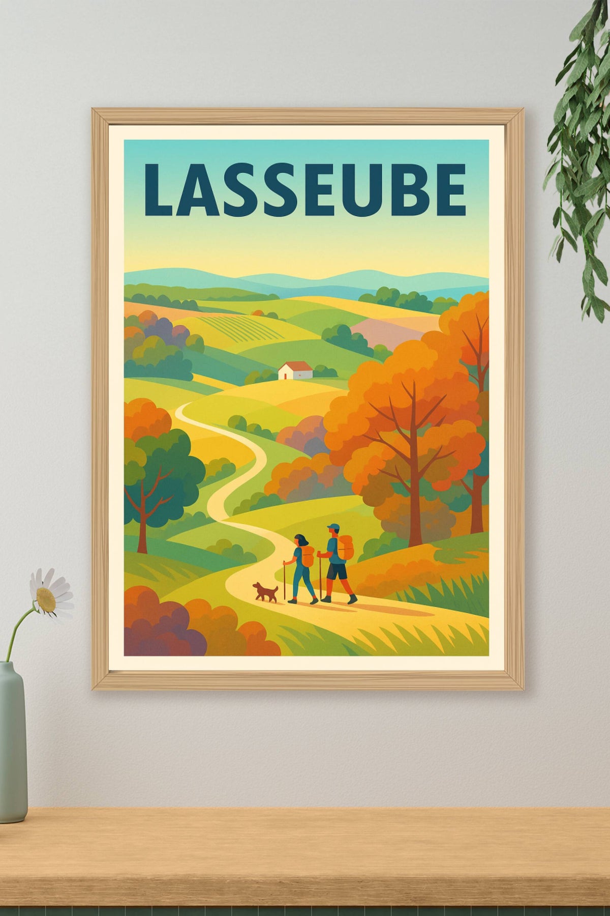 Affiche de Lasseube - Invitation à la randonnée au cœur de la nature