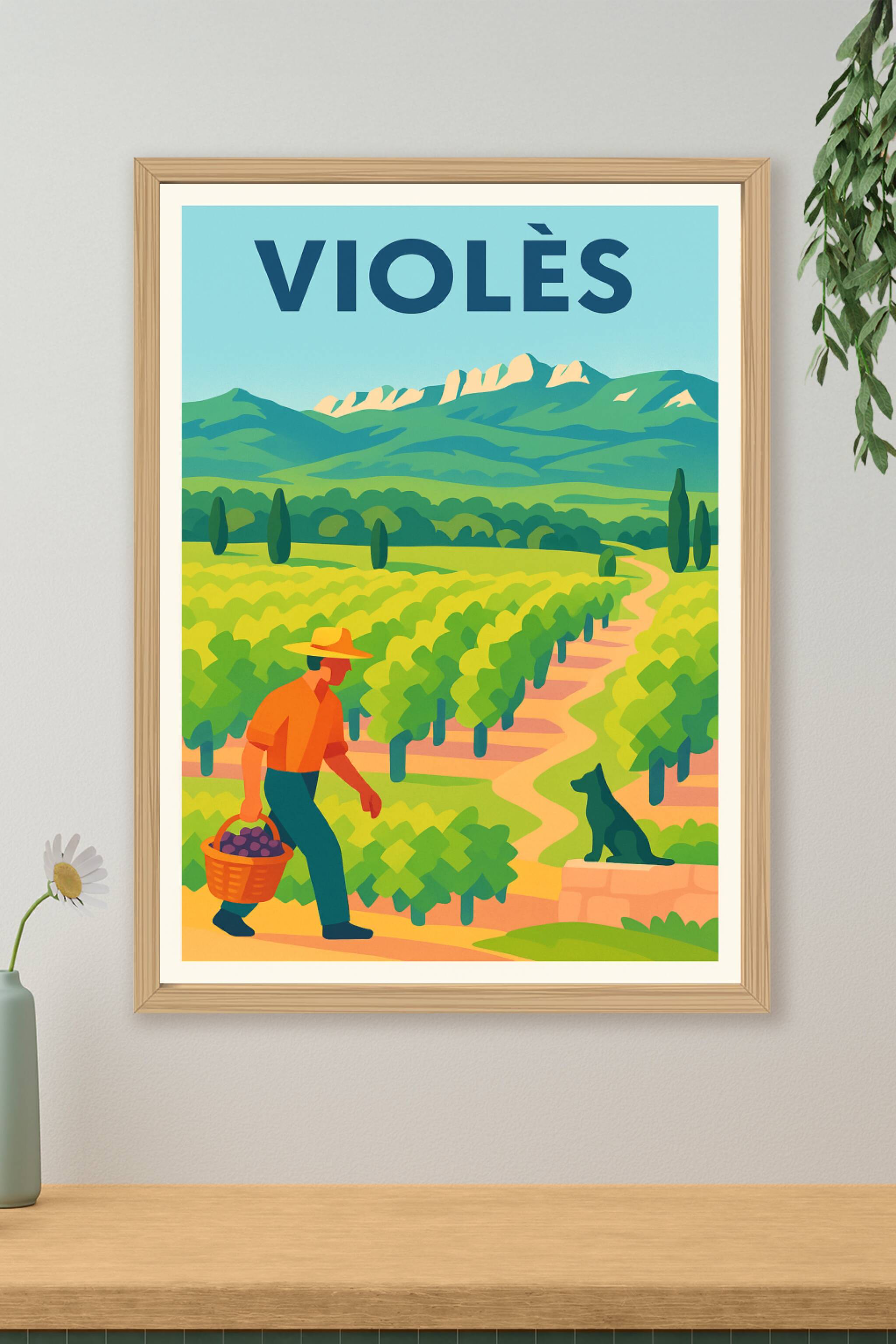 Affiche de Violès - L'élégance bucolique de la vigne en Provence