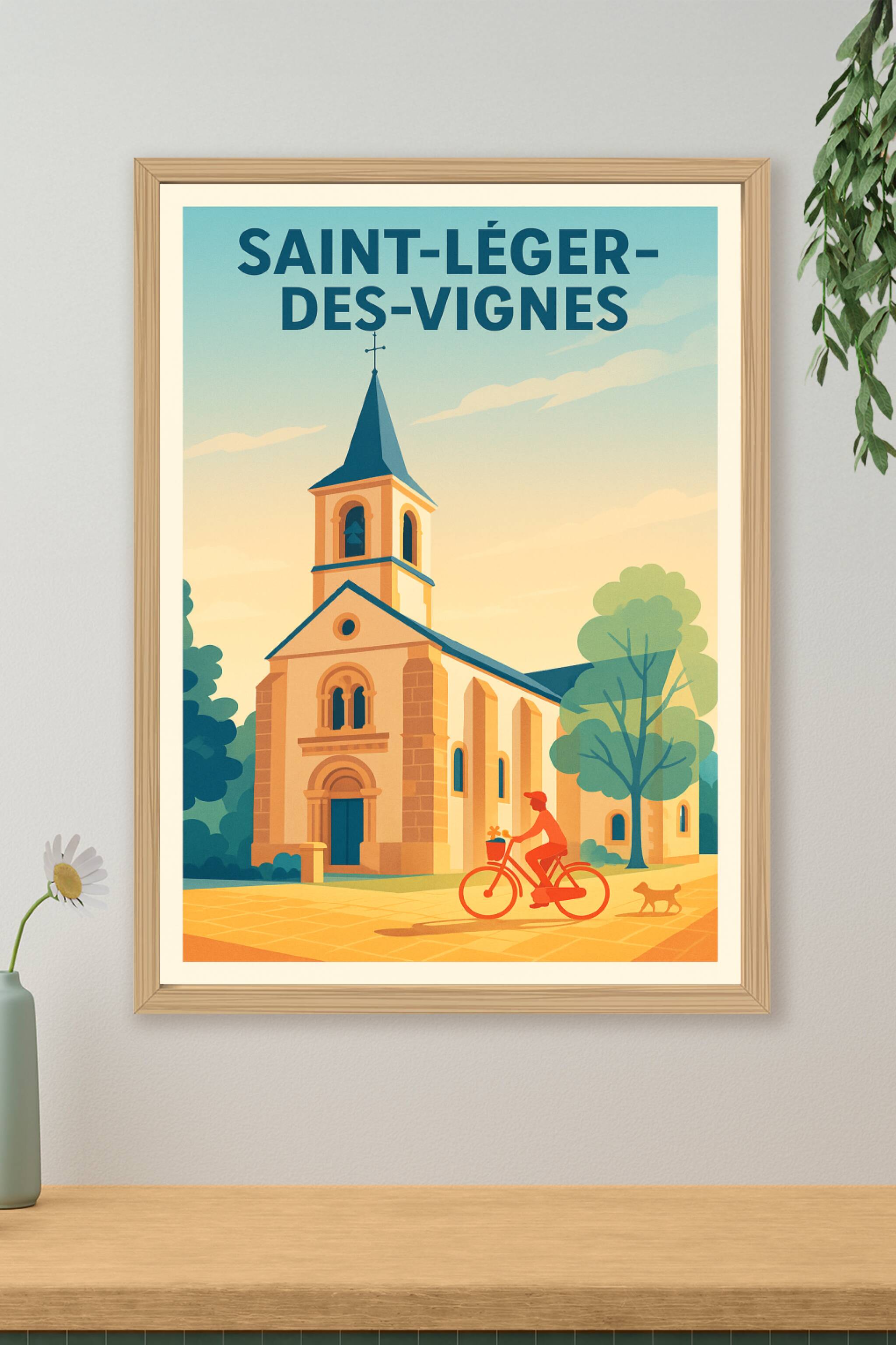 Affiche de Saint-Léger-des-Vignes - L'élégance paisible du village à vélo