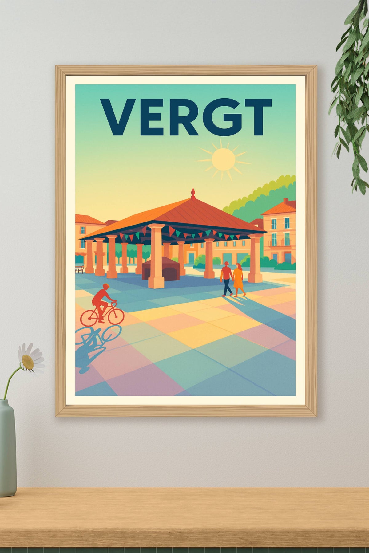 Affiche de Vergt - Charme et lumière d'une place ensoleillée