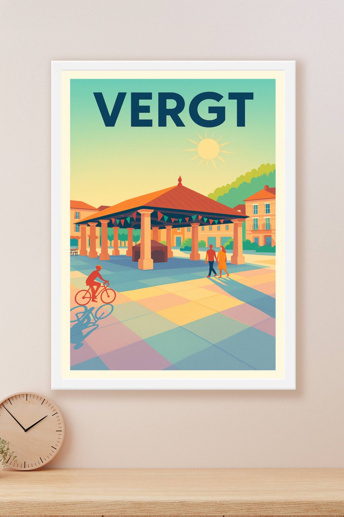 Affiche de Vergt - Charme et lumière d'une place ensoleillée