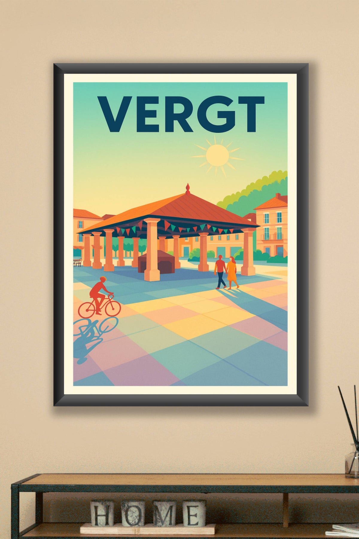 Affiche de Vergt - Charme et lumière d'une place ensoleillée