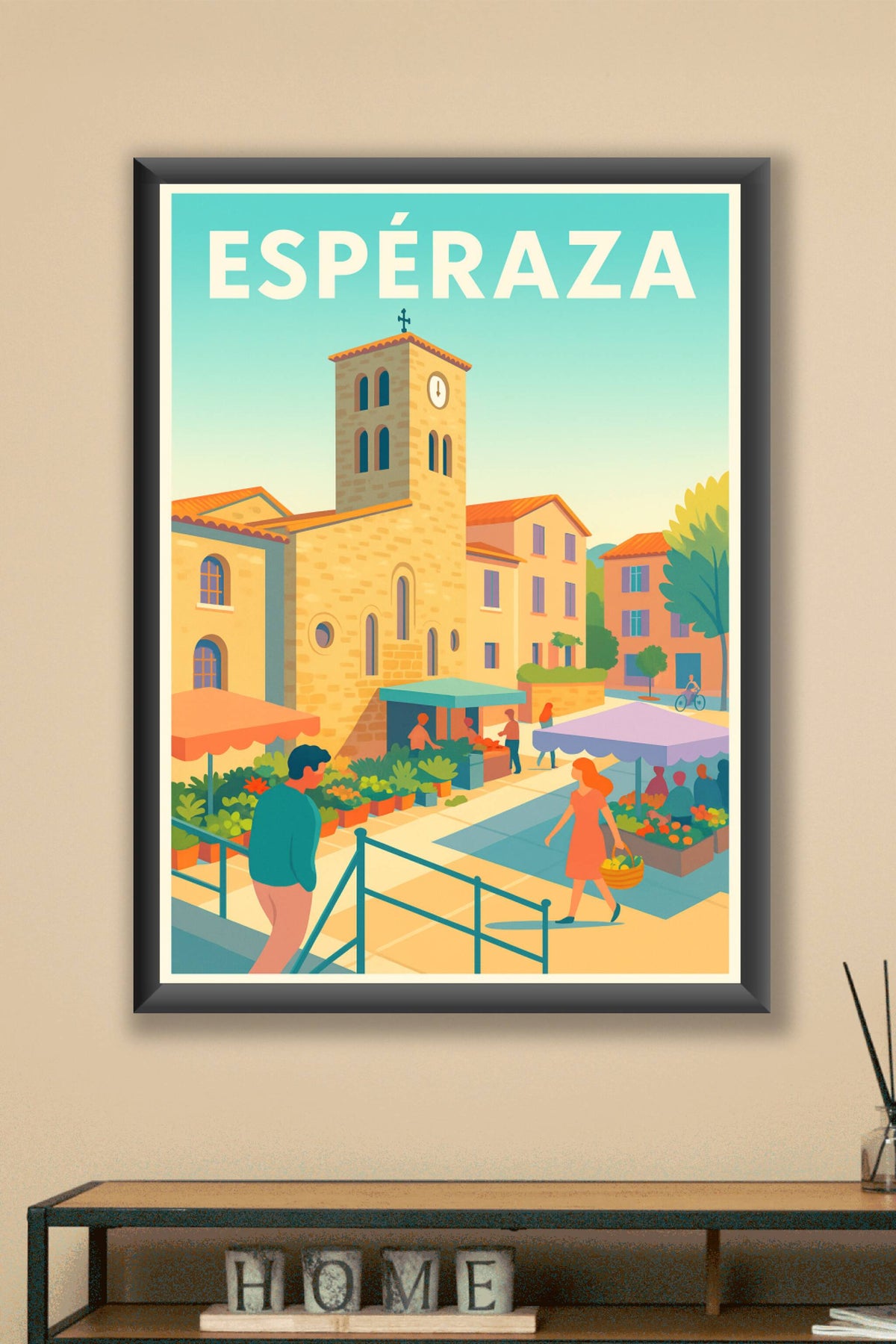 Affiche de Espéraza - Le charme pittoresque du marché ensoleillé