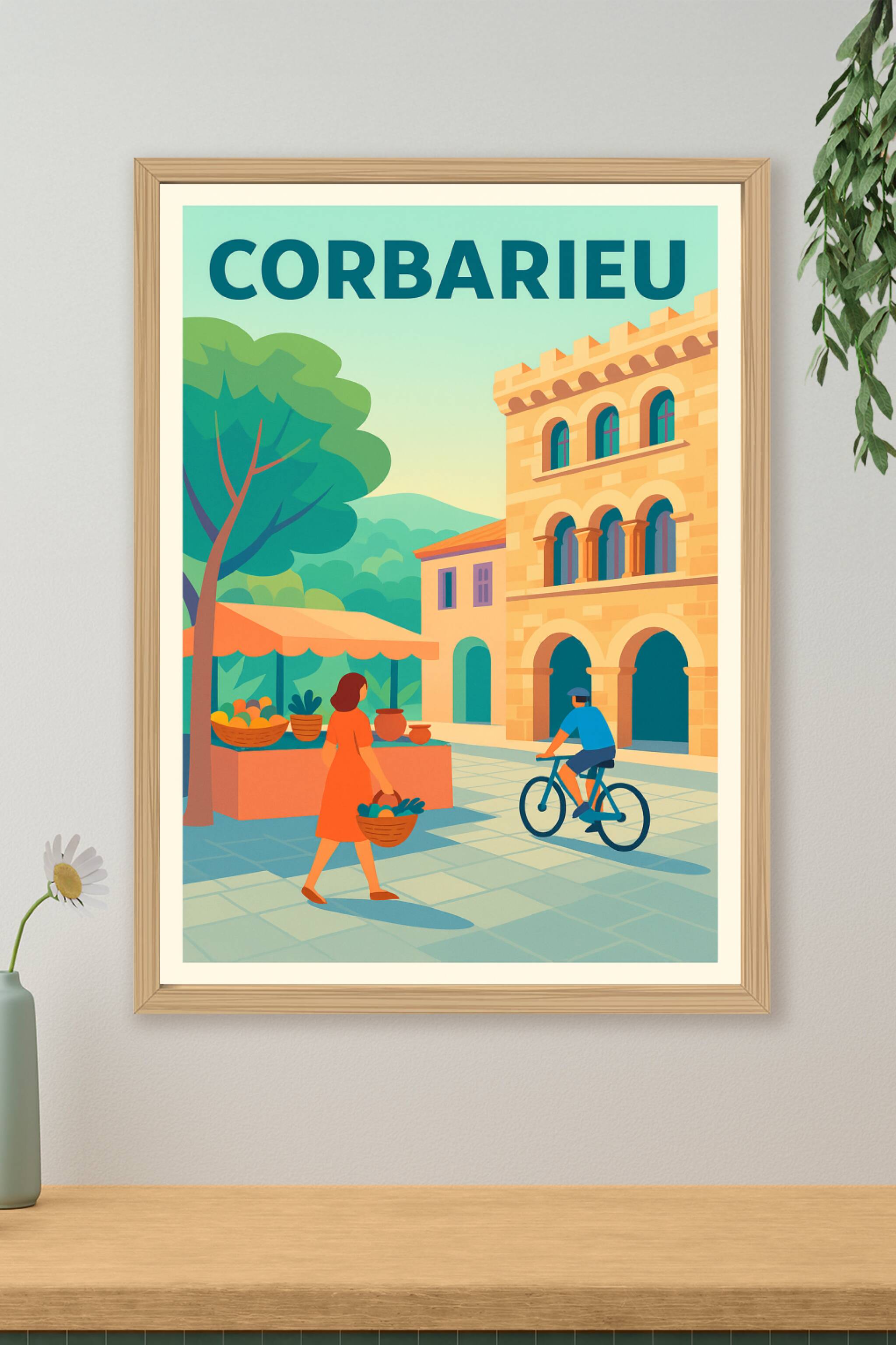 Affiche de Corbarieu - Ambiance village au marché ensoleillé