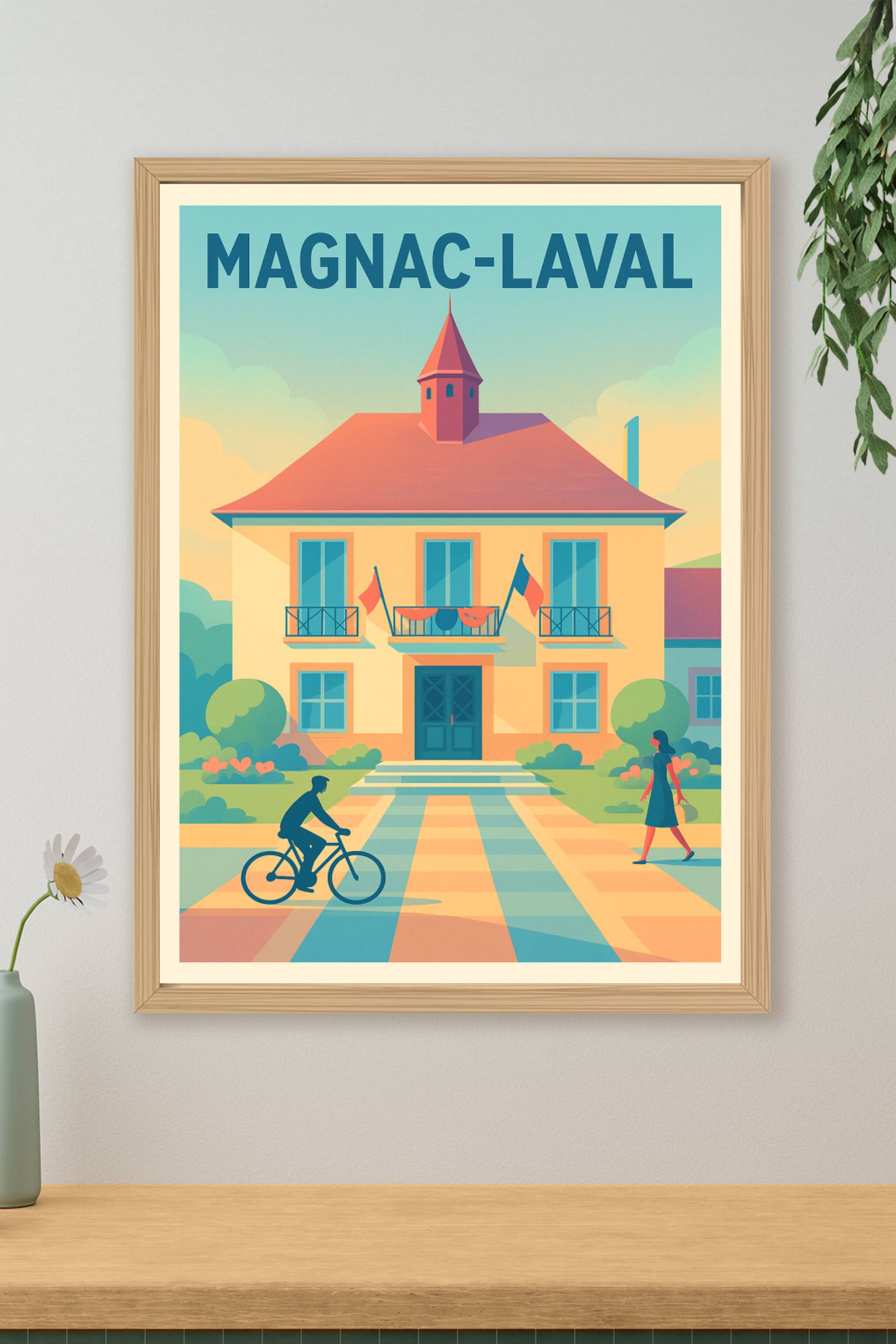 Affiche de Magnac-Laval - Charme et sérénité en illustration vintage