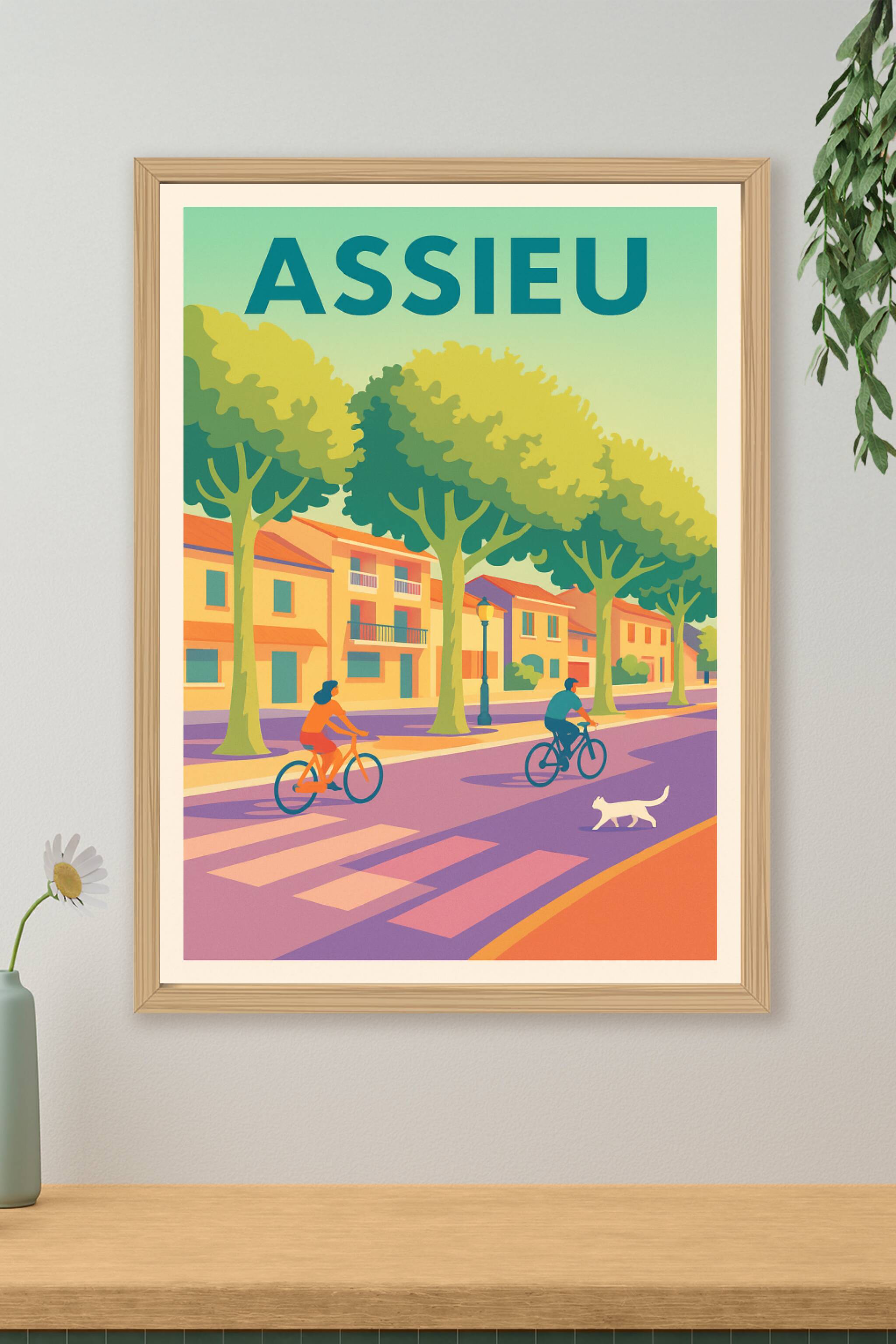 Affiche de Assieu - L'art de vivre à vélo sous les arbres
