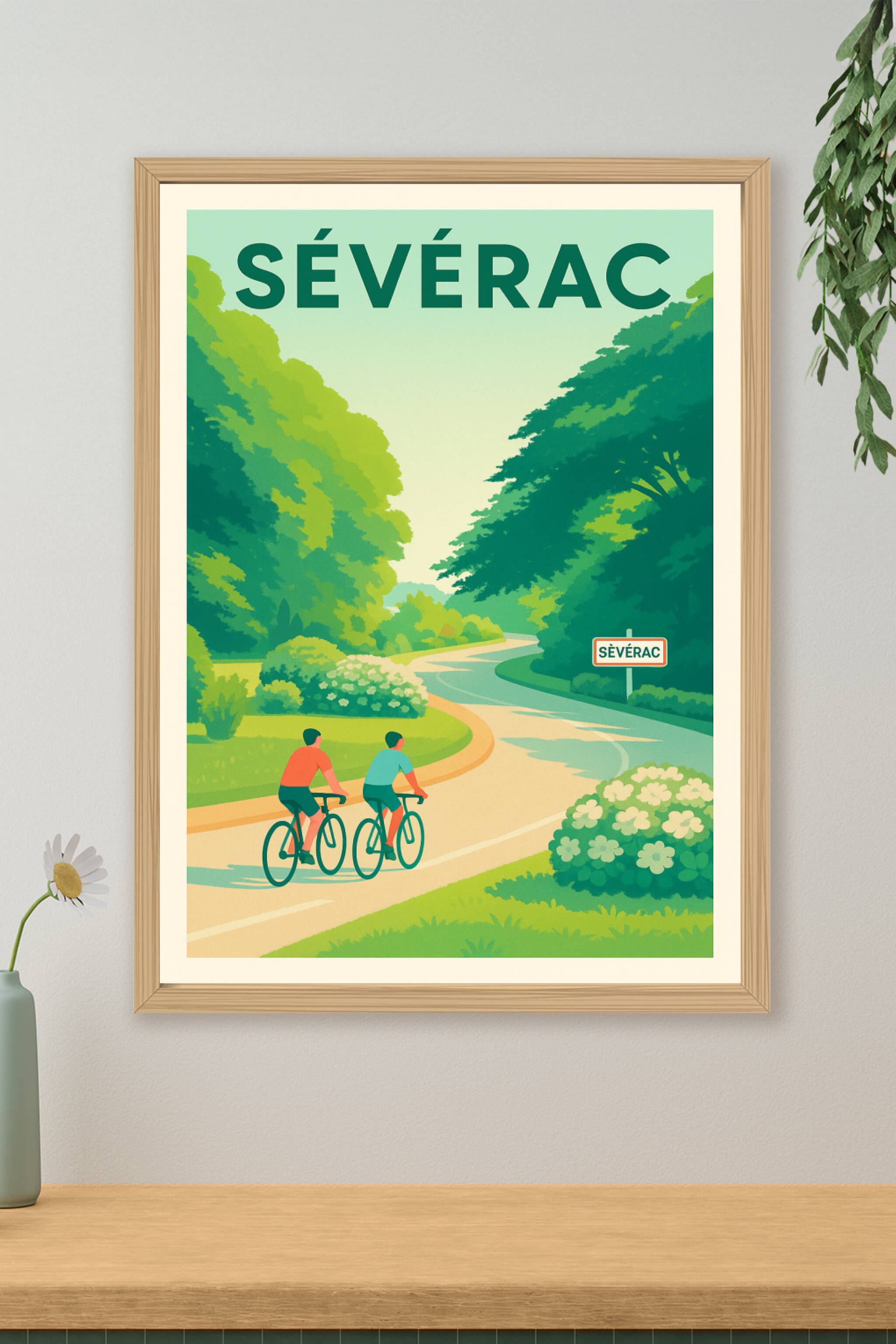 Affiche de Sévérac - Invitation à la balade à vélo au cœur de la nature