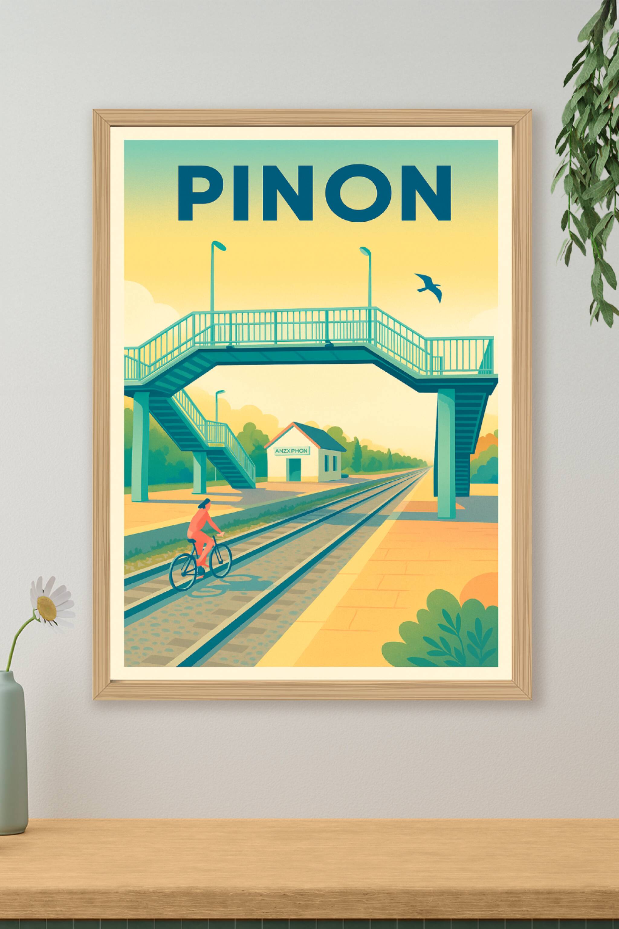 Affiche de Pinon - Escapade sereine au bord des rails